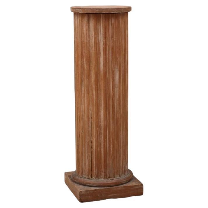 Italian Fluted Wood Column Pedestal For Sale