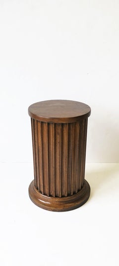 Italian Fluted Wood Pillar Column Pedestal Side Table or Stand