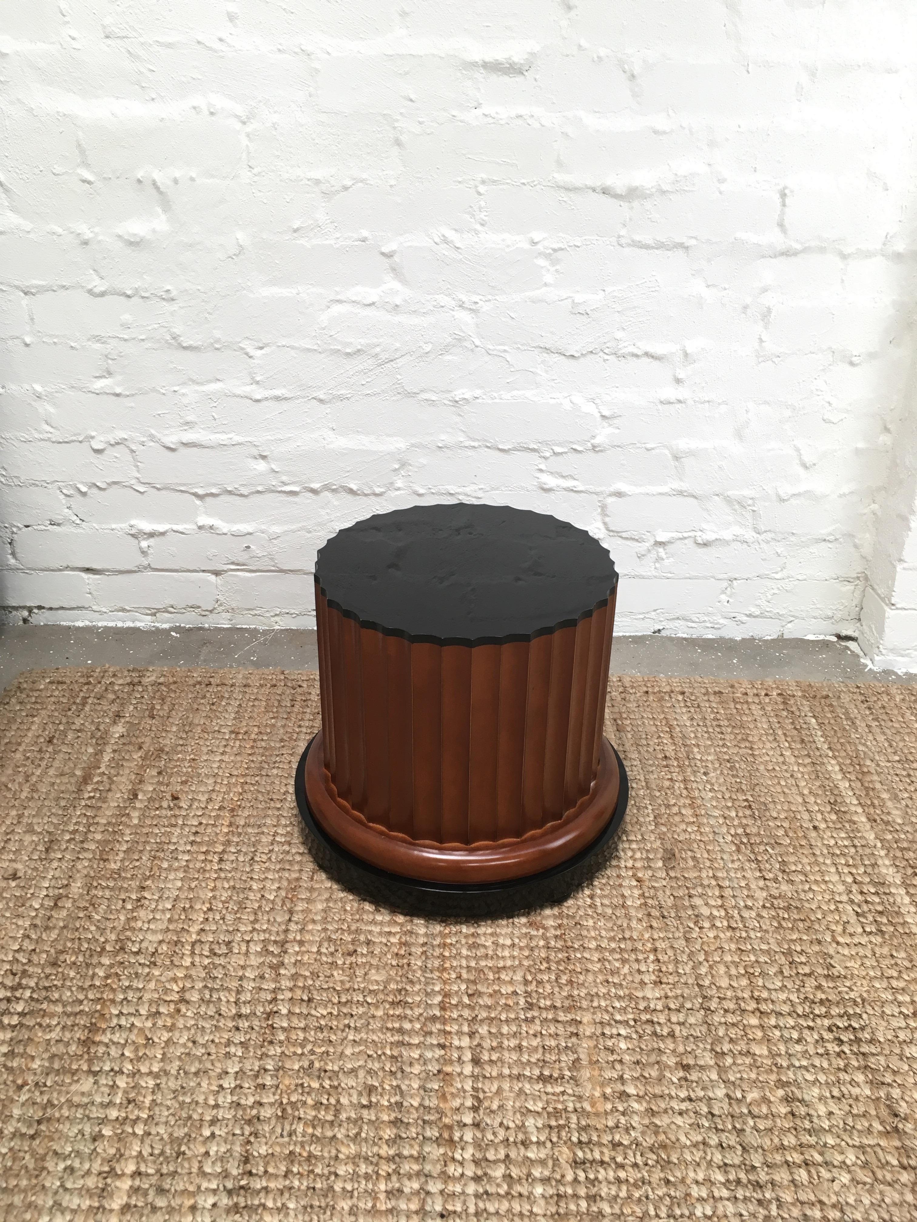 Late 20th Century Italian Fluted Wood Pillar Column Pedestal Side Table or Stand