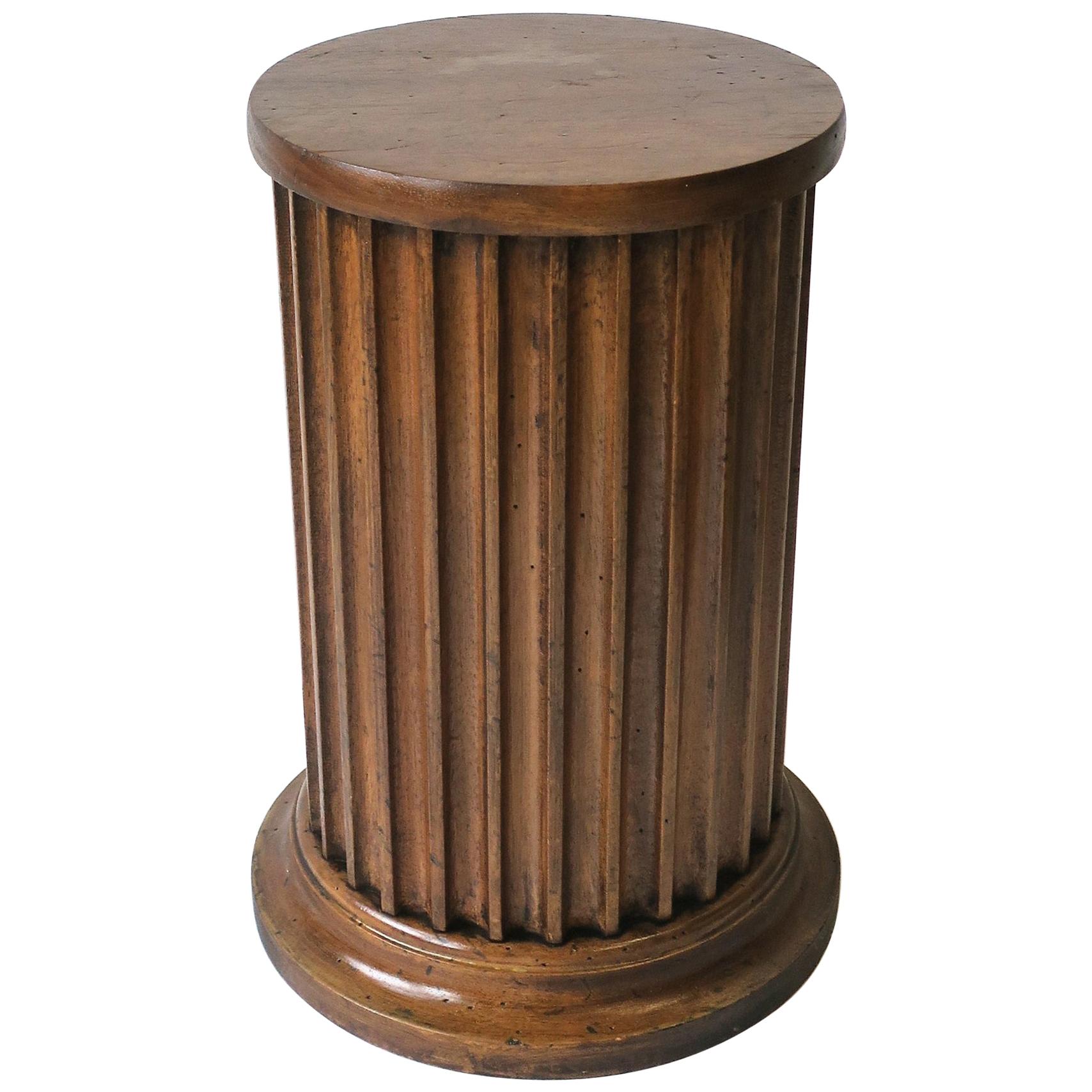 Italian Fluted Wood Pillar Column Pedestal Side Table or Stand
