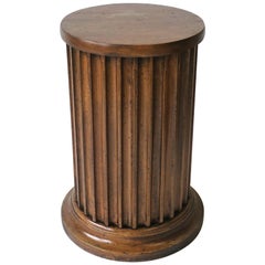 Retro Italian Fluted Wood Pillar Column Pedestal Side Table or Stand