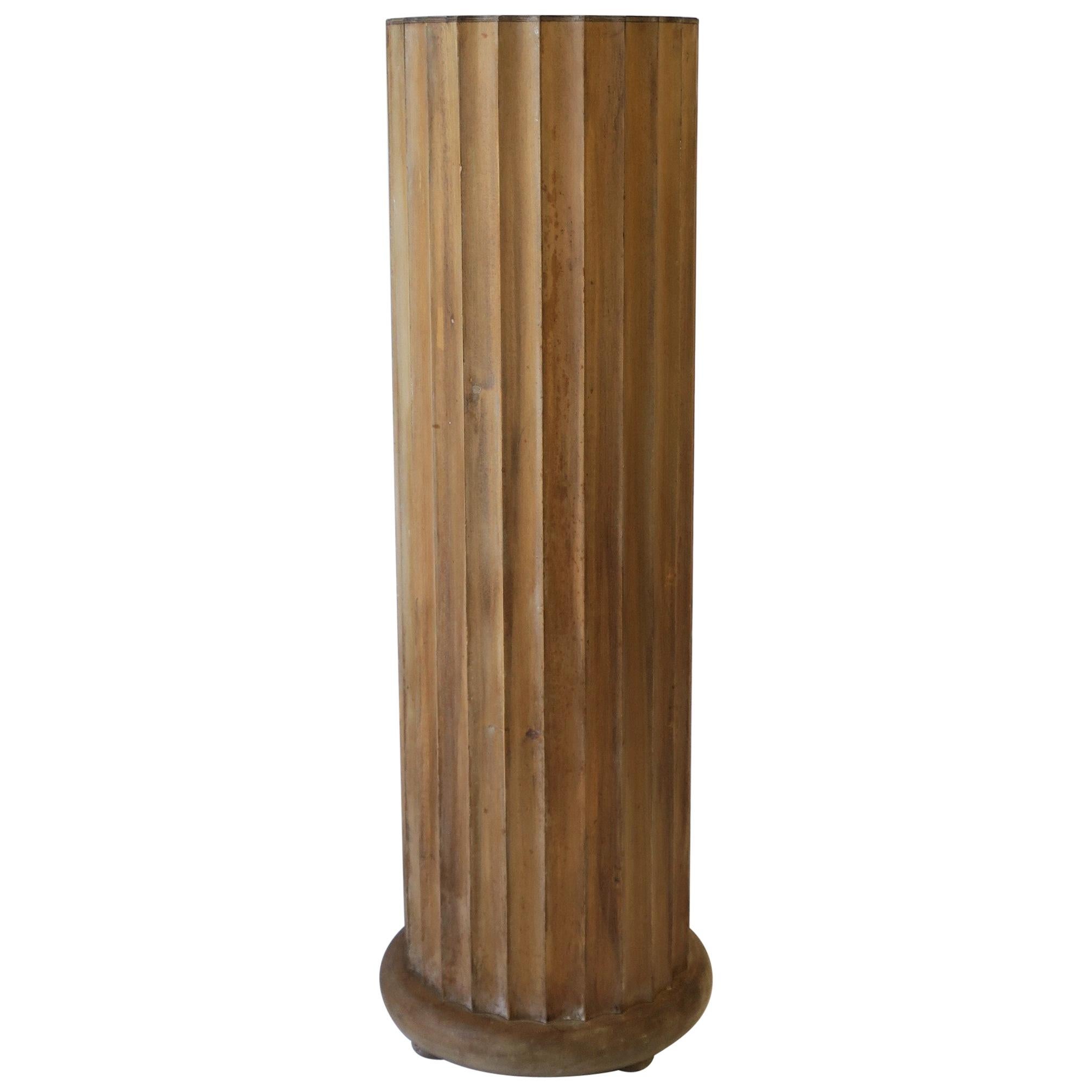 Italian Fluted Wood Pillar Column Pedestal Stand