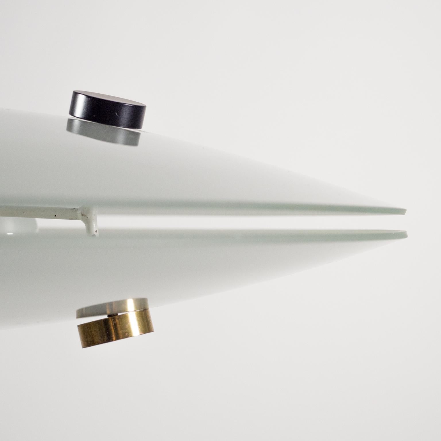 Frosted Italian 'Flying Saucer' Chandelier, circa 1960