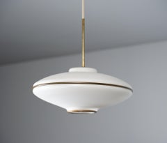 Italian Flying Saucer Pendant Lamp - Vintage 1950s Modernist Ceiling Light