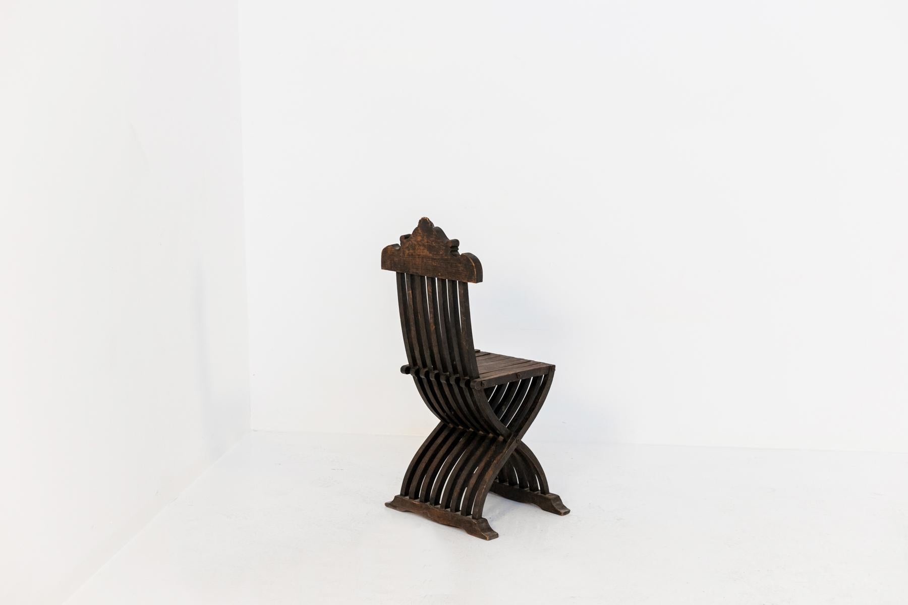 Chaise pliable italienne en bois incrusté en vente 6