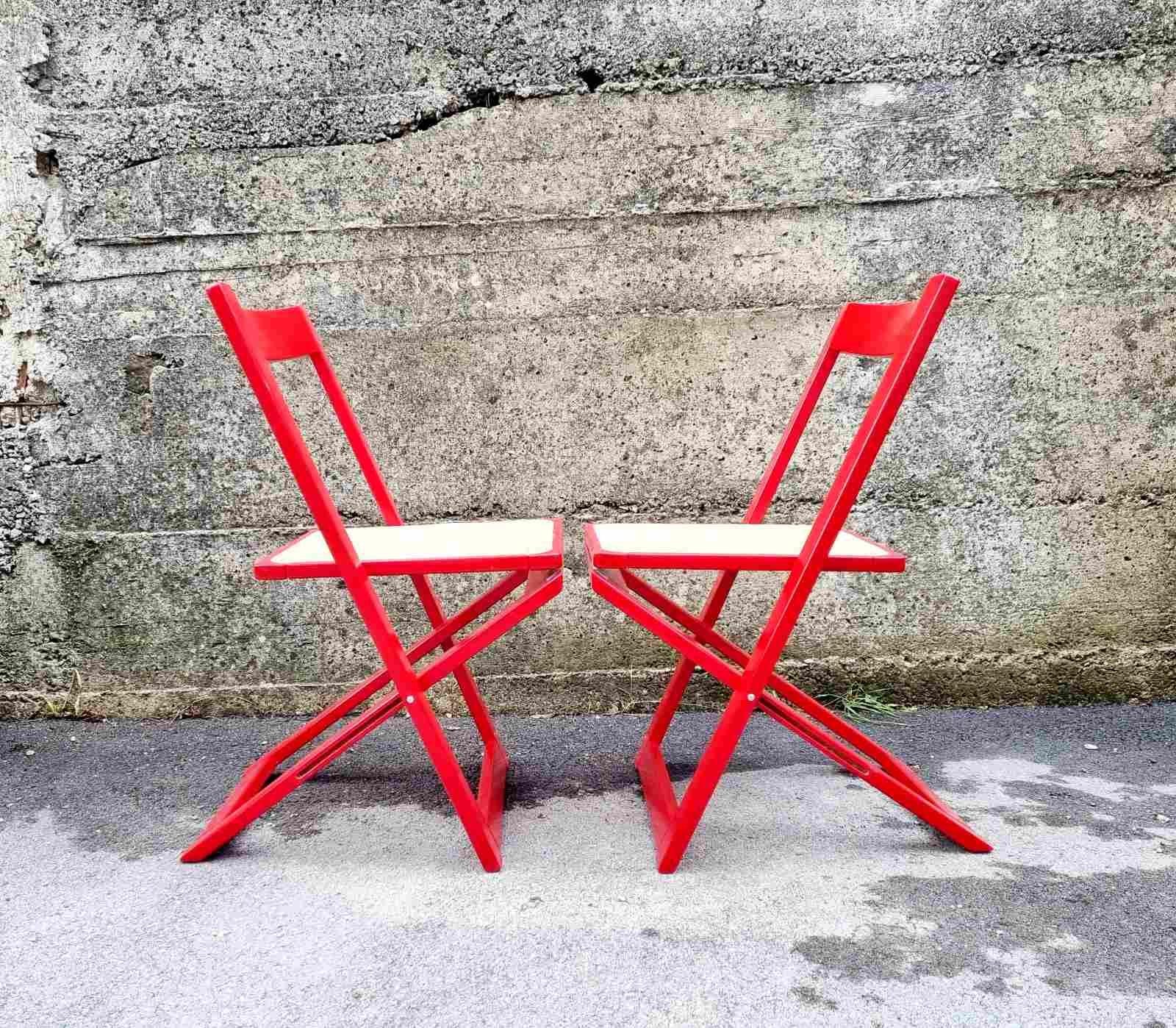 Wood Italian Folding Chairs by Aldo Jacober & Pierangela Daniello for Bazzani, Italy