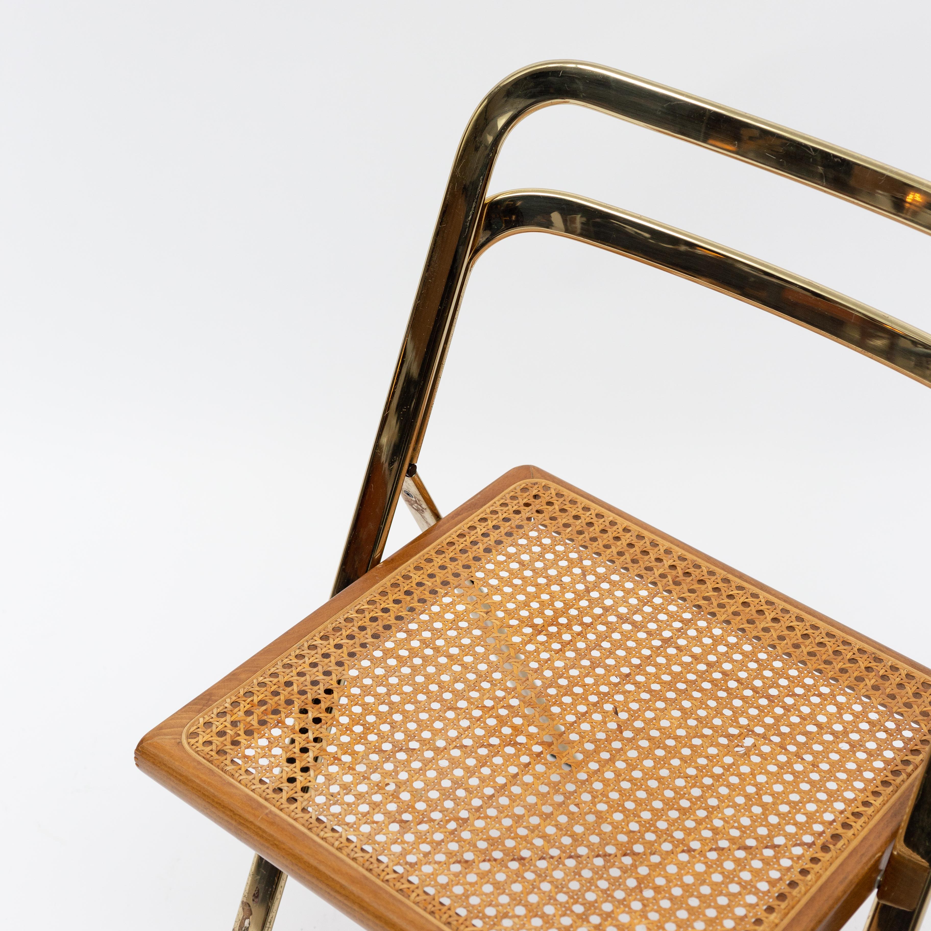 Gold Plate Italian Folding Chairs by Giorgio Cattelan for Cidue, 1970s