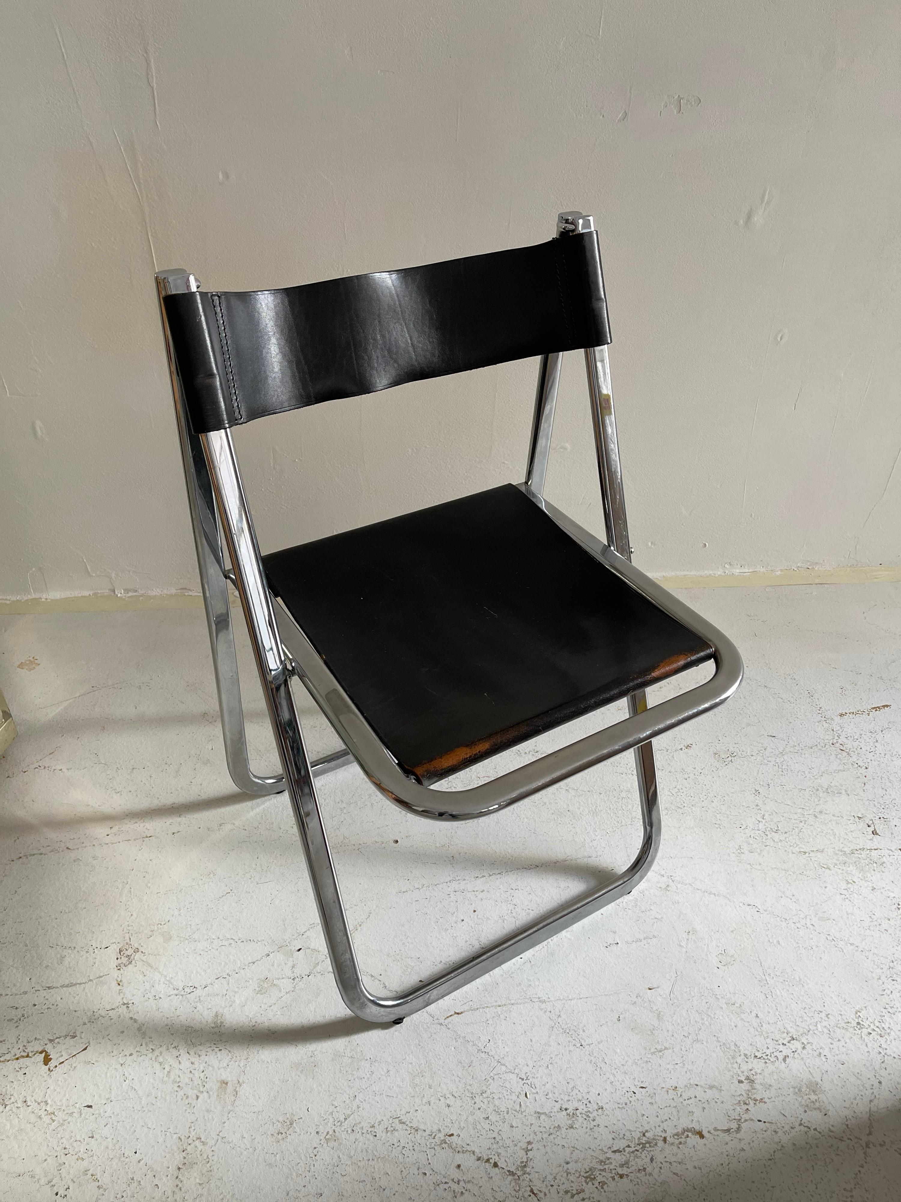 Italian folding chrome chair, Italy, 1970s.