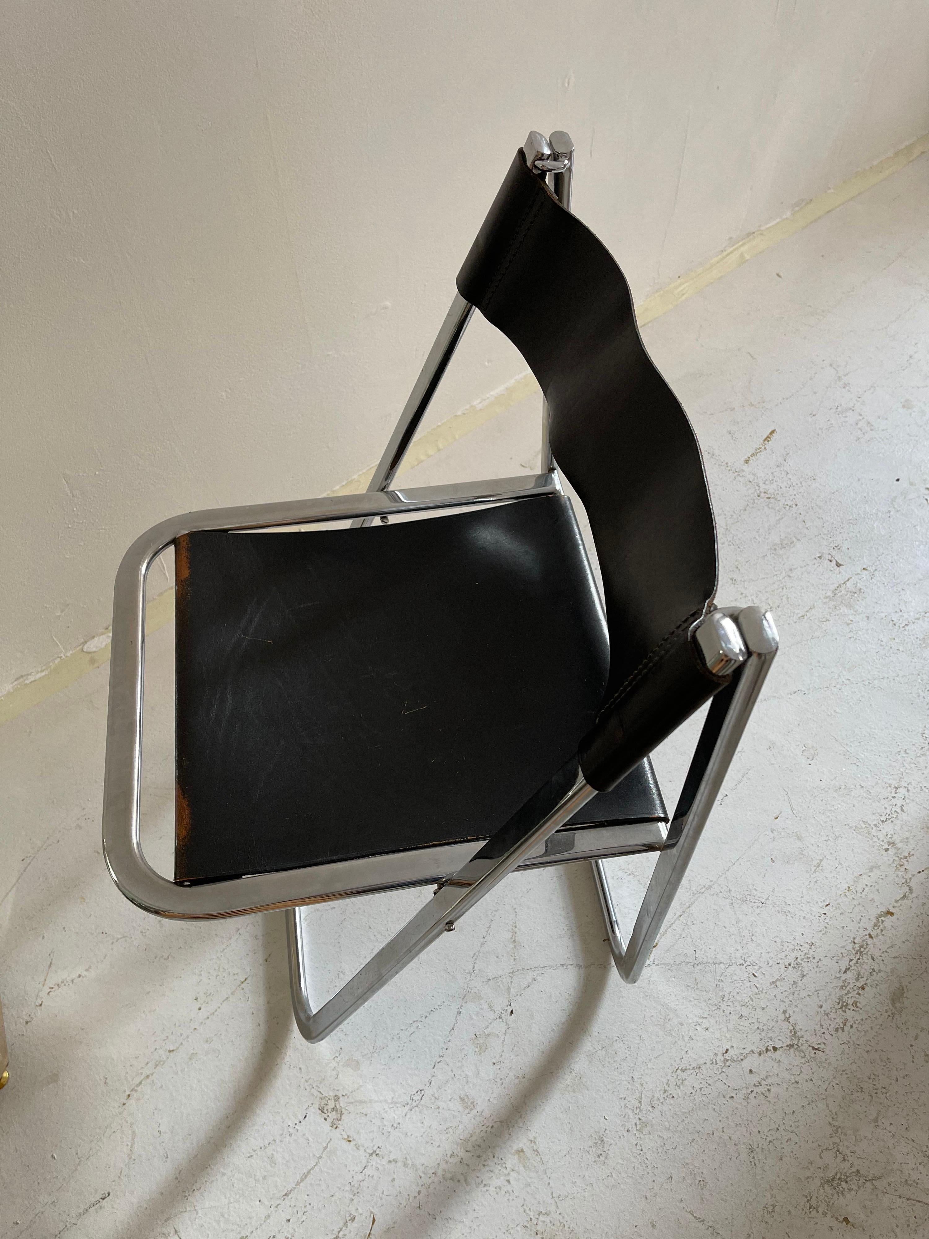 Italian Folding Chrome Chair, Italy, 1970s For Sale 1