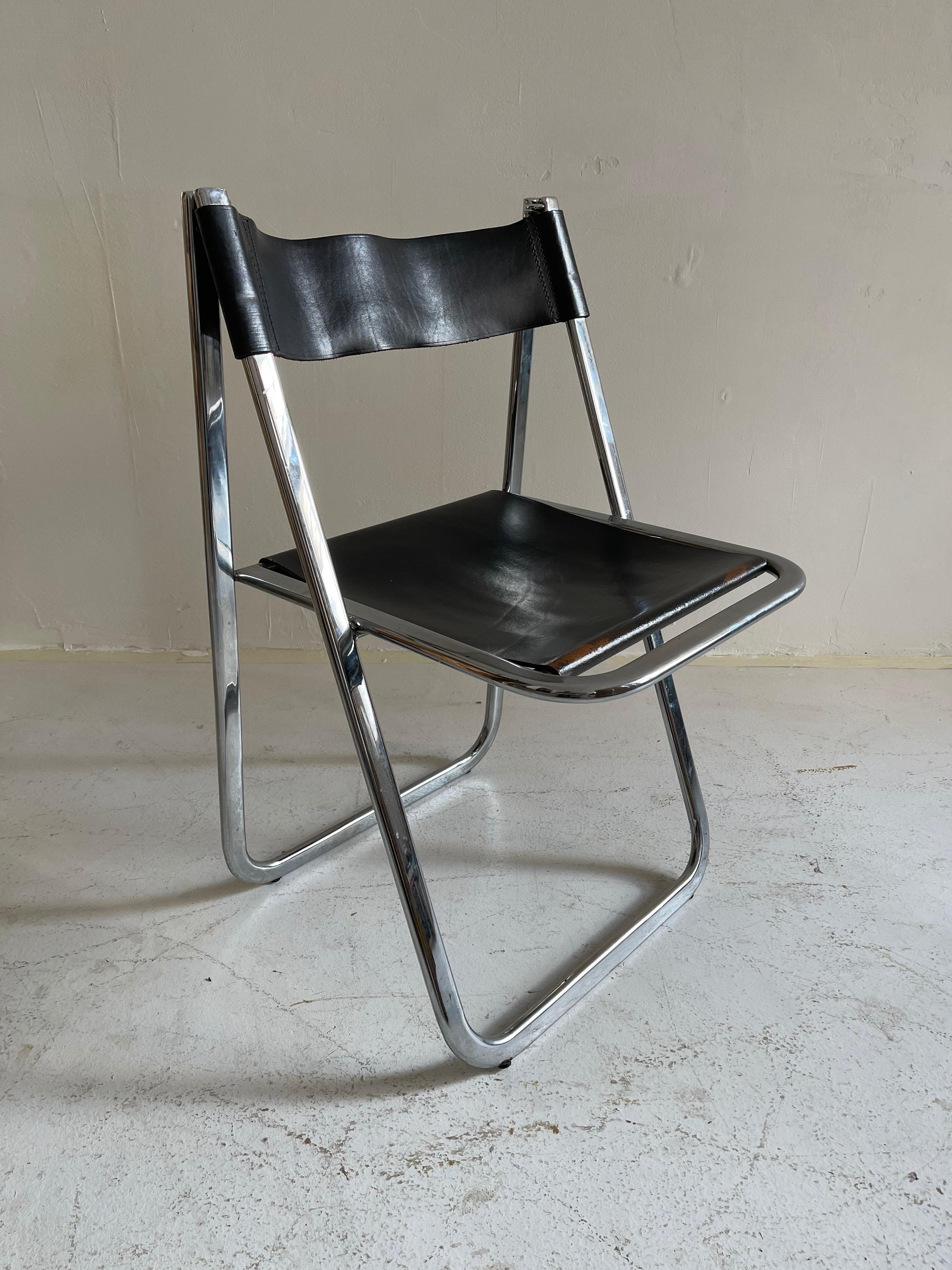 Italian Folding Chrome Chair, Italy, 1970s For Sale 3