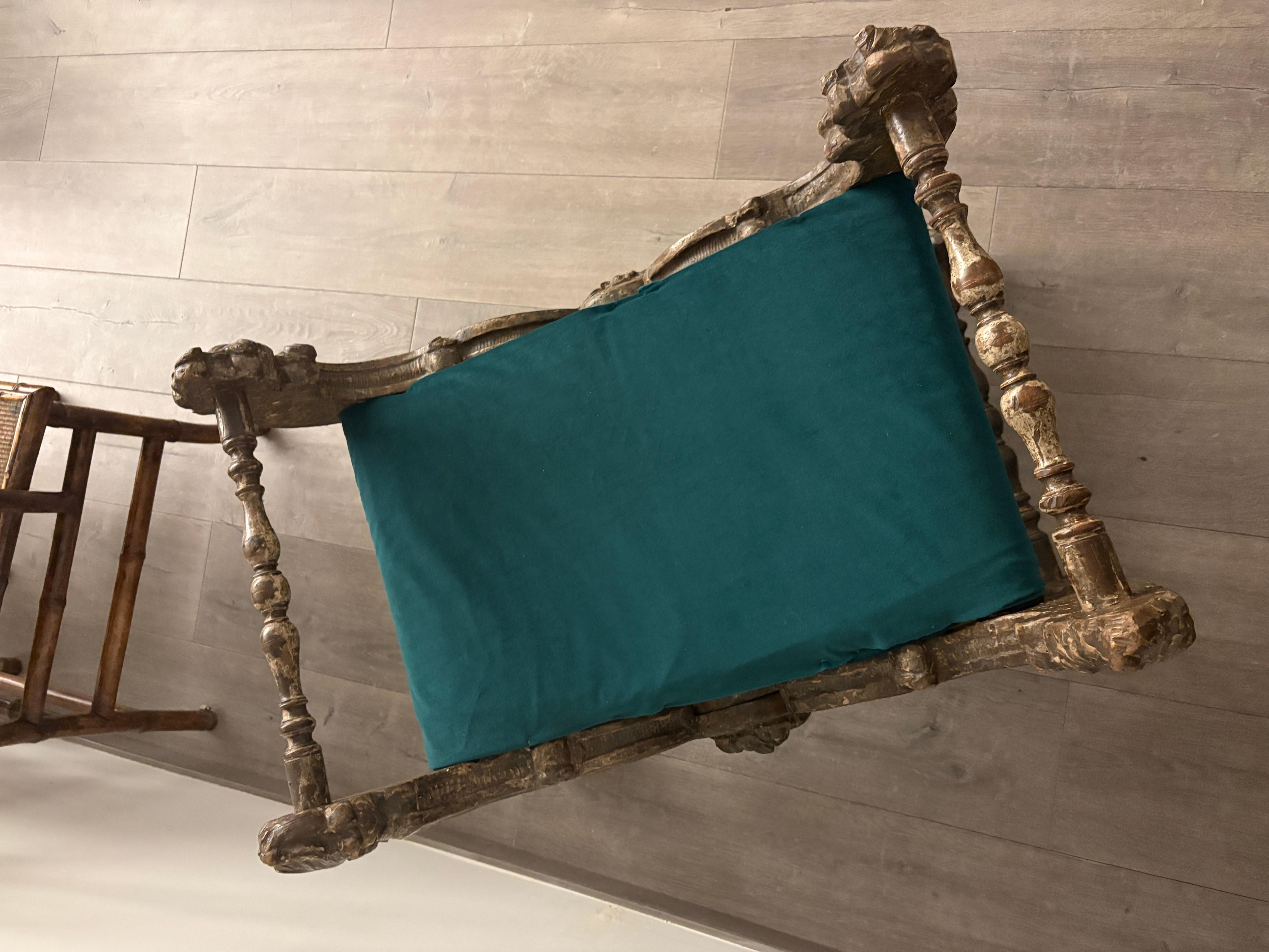 Hand-Carved Italian Folding Stool For Sale