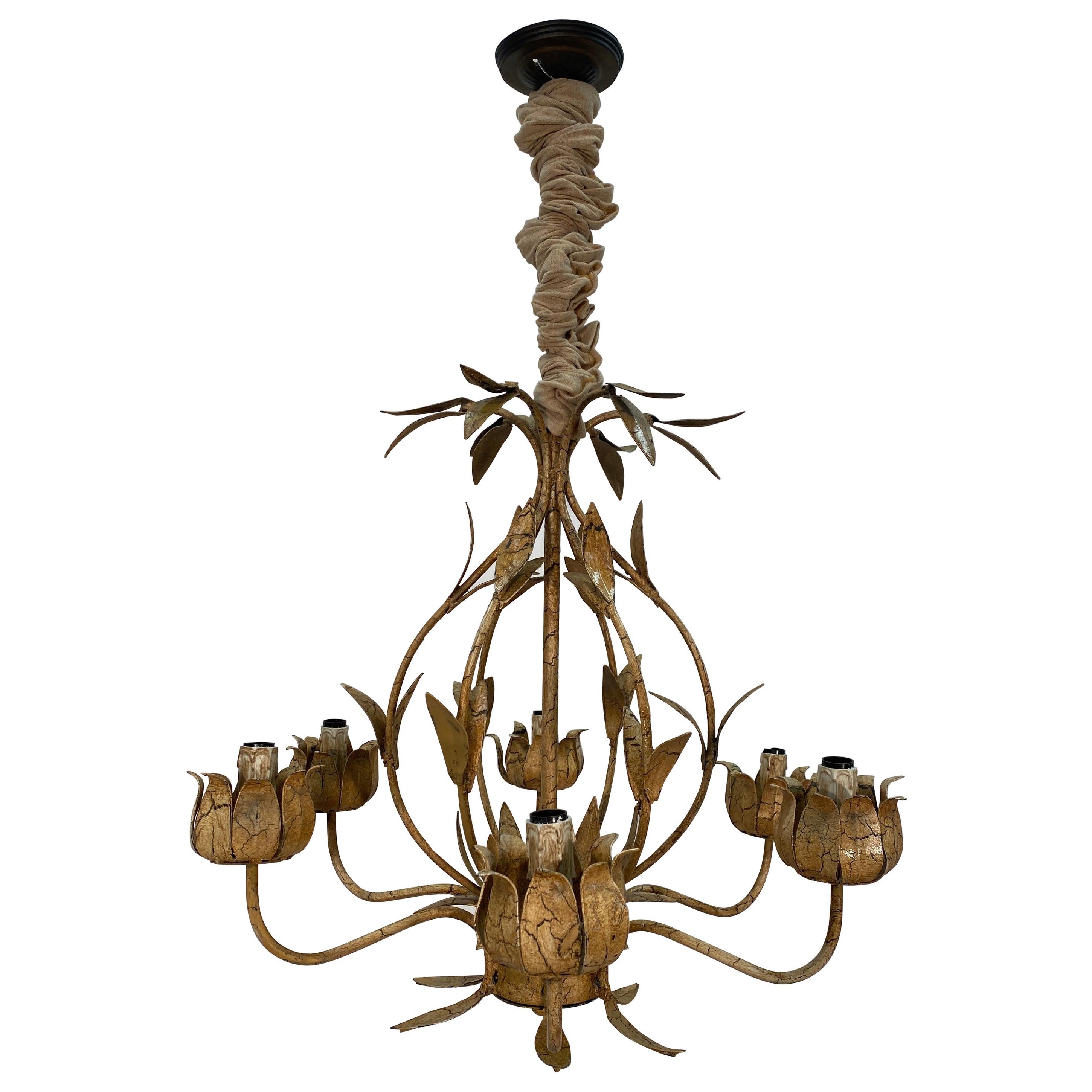 Italian Foliate & Ballon Form Six Light Chandelier