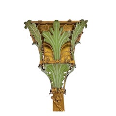 Italian Foliate Verdigris and Gilt Tall Metal Wall Sconce