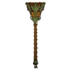 Italian Foliate Verdigris and Gilt Tall Metal Wall Sconce