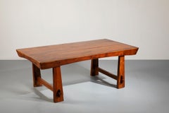 Italian Folk Art Coffee Table in Solid Walnut, 1950s