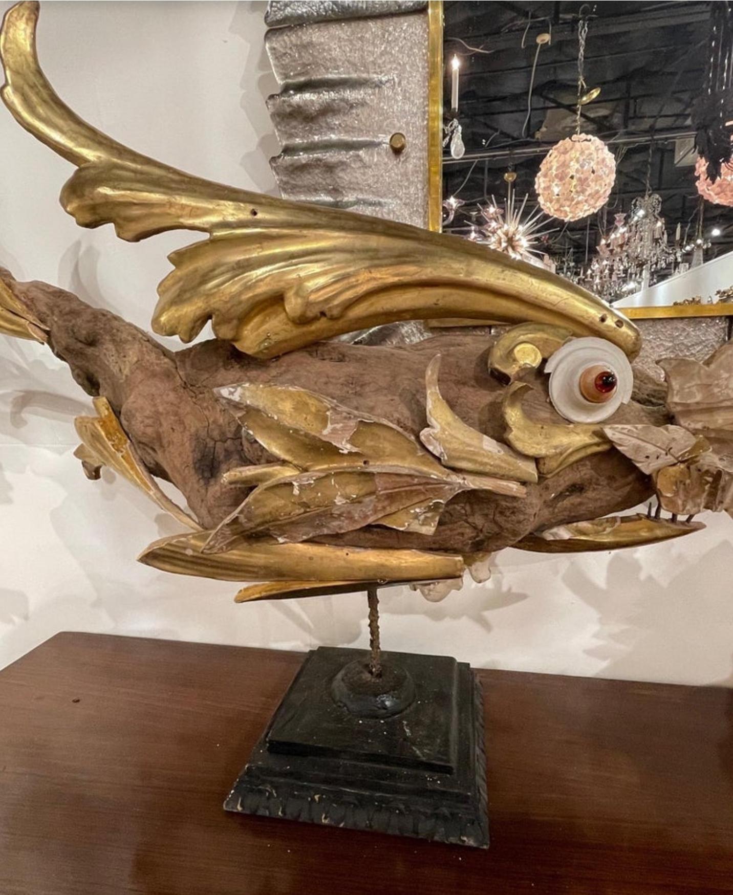 Italienische Volkskunst-Fischskulptur aus dem 18.-19. Jahrhundert, Fragmente, gefundene Objekte im Angebot 5