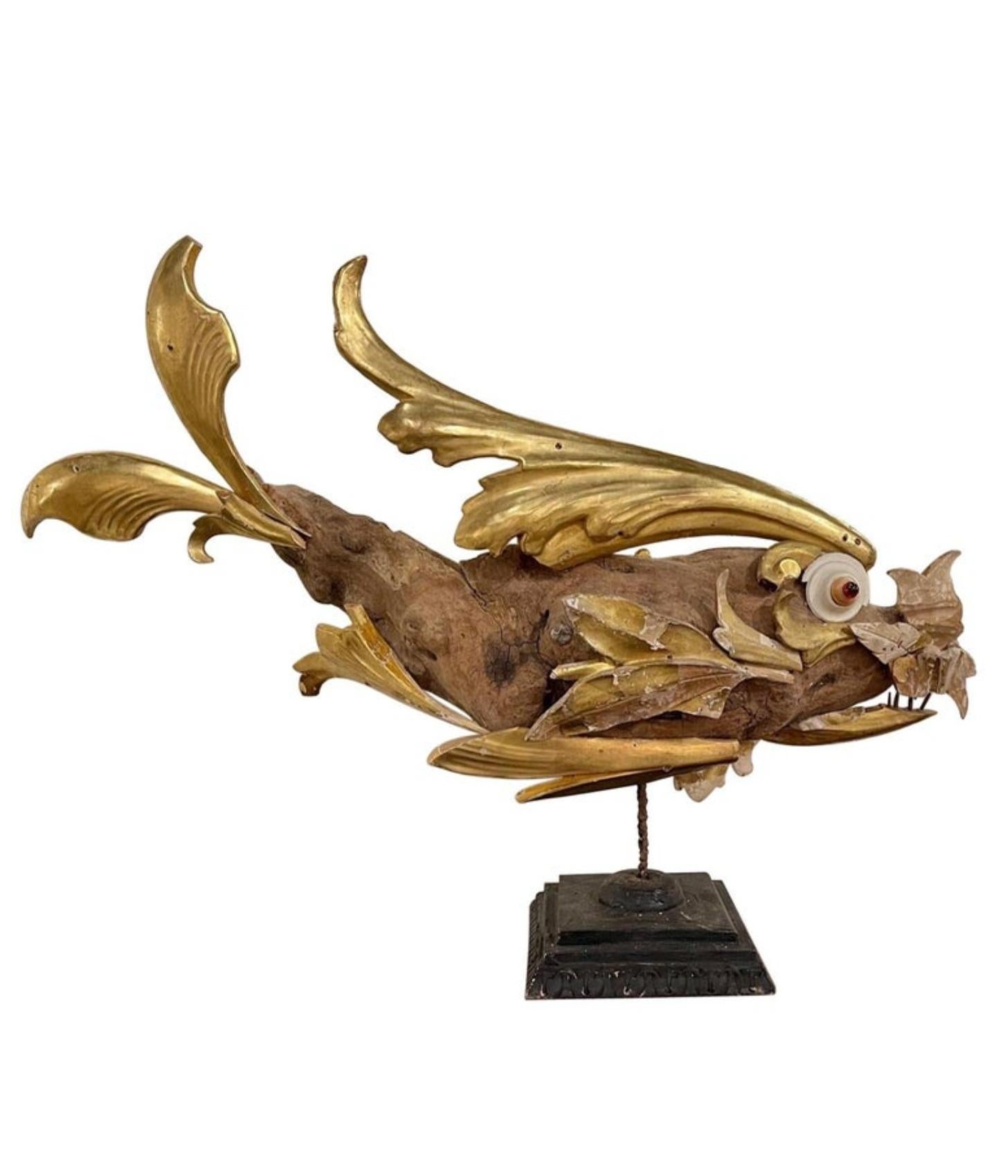 Italian Folk Art Fish Sculpture from 18th/19th Century Fragments Found Objects For Sale 8