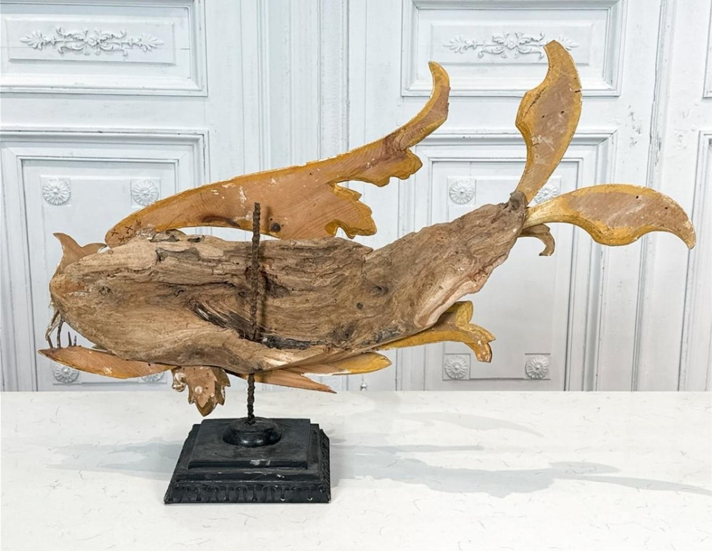 Italienische Volkskunst-Fischskulptur aus dem 18.-19. Jahrhundert, Fragmente, gefundene Objekte im Angebot 2