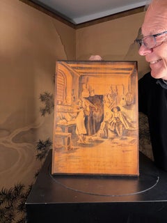 Italian Folk Art Stradivarius Violin Plaque Crafted for Cosimo de Medici 1690