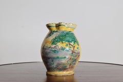 Italian Folk Maiolica Landscape Pitcher