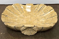 Italian Font or Bowl of Carved Siena Marble with Shell Design