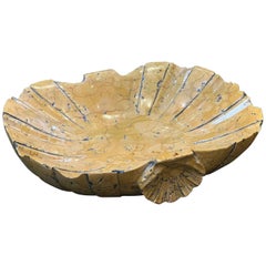 Italian Font or Bowl of Carved Siena Marble with Shell Design