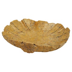 Antique Italian Font Tray or Bowl of Carved Siena Marble with Shell Design