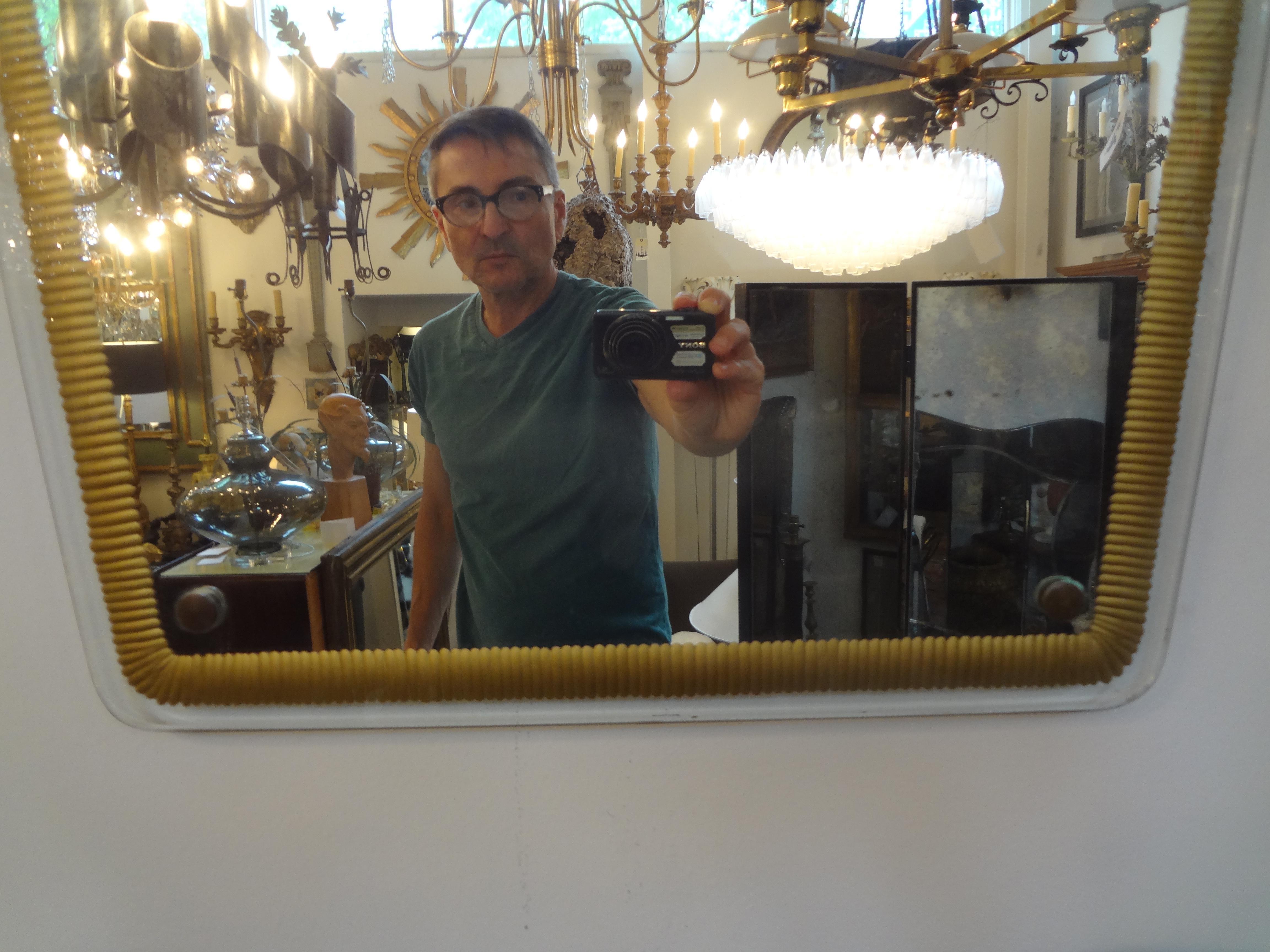 Mid-20th Century Italian Fontana Arte Style Midcentury Gilt Decorated Mirror