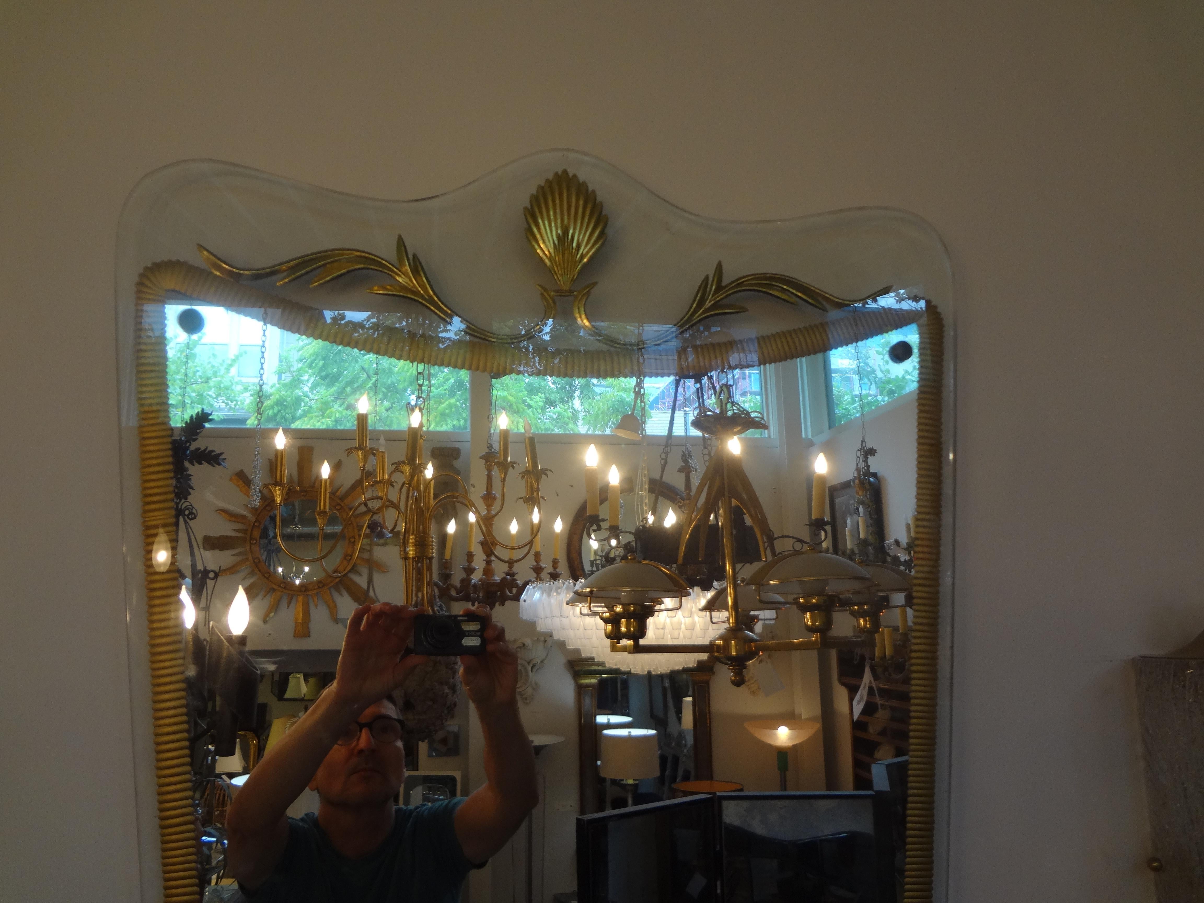 Italian Fontana Arte Style Midcentury Gilt Decorated Mirror 1