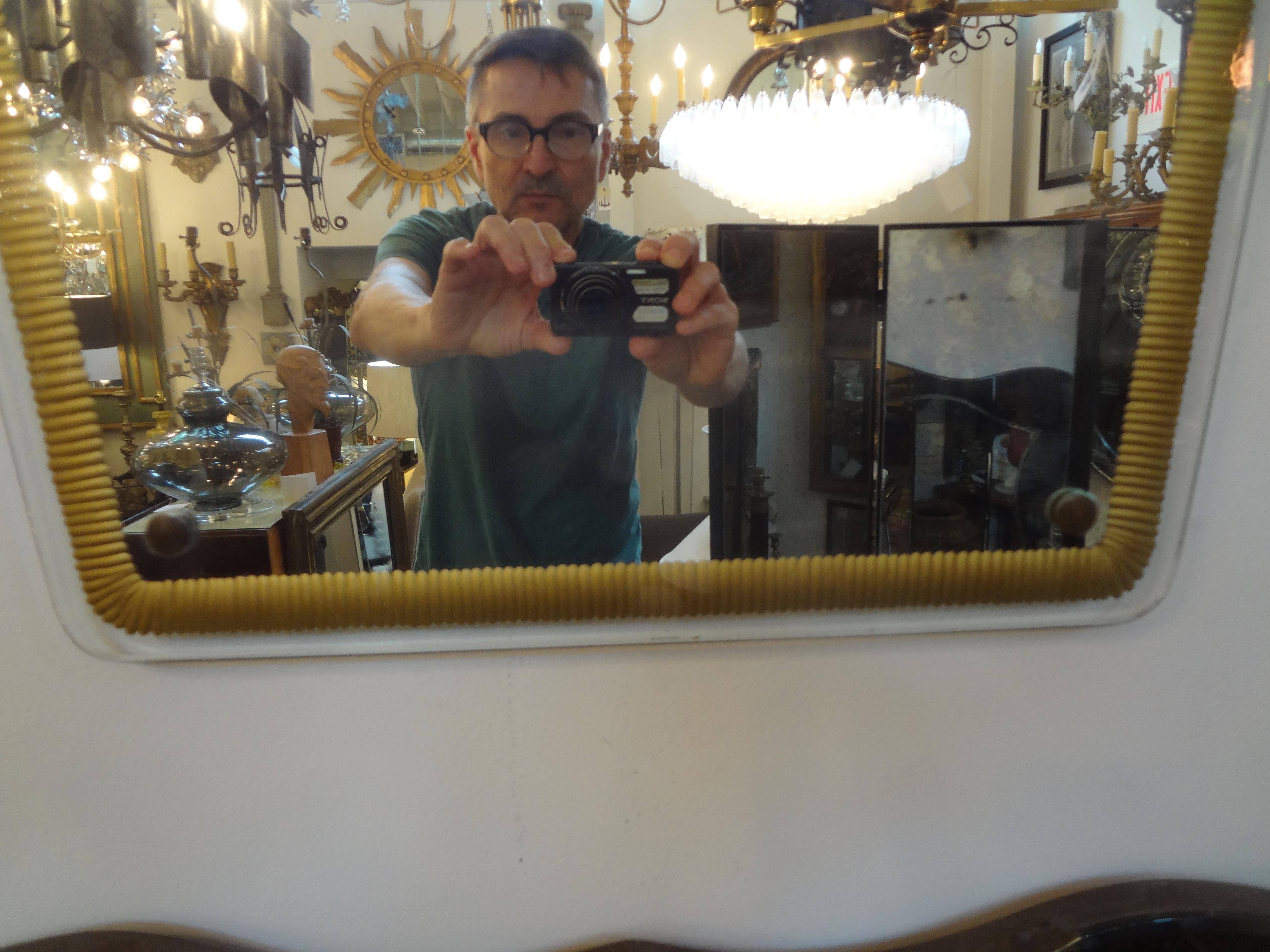 Italian Fontana Arte Style Midcentury Gilt Decorated Mirror 2