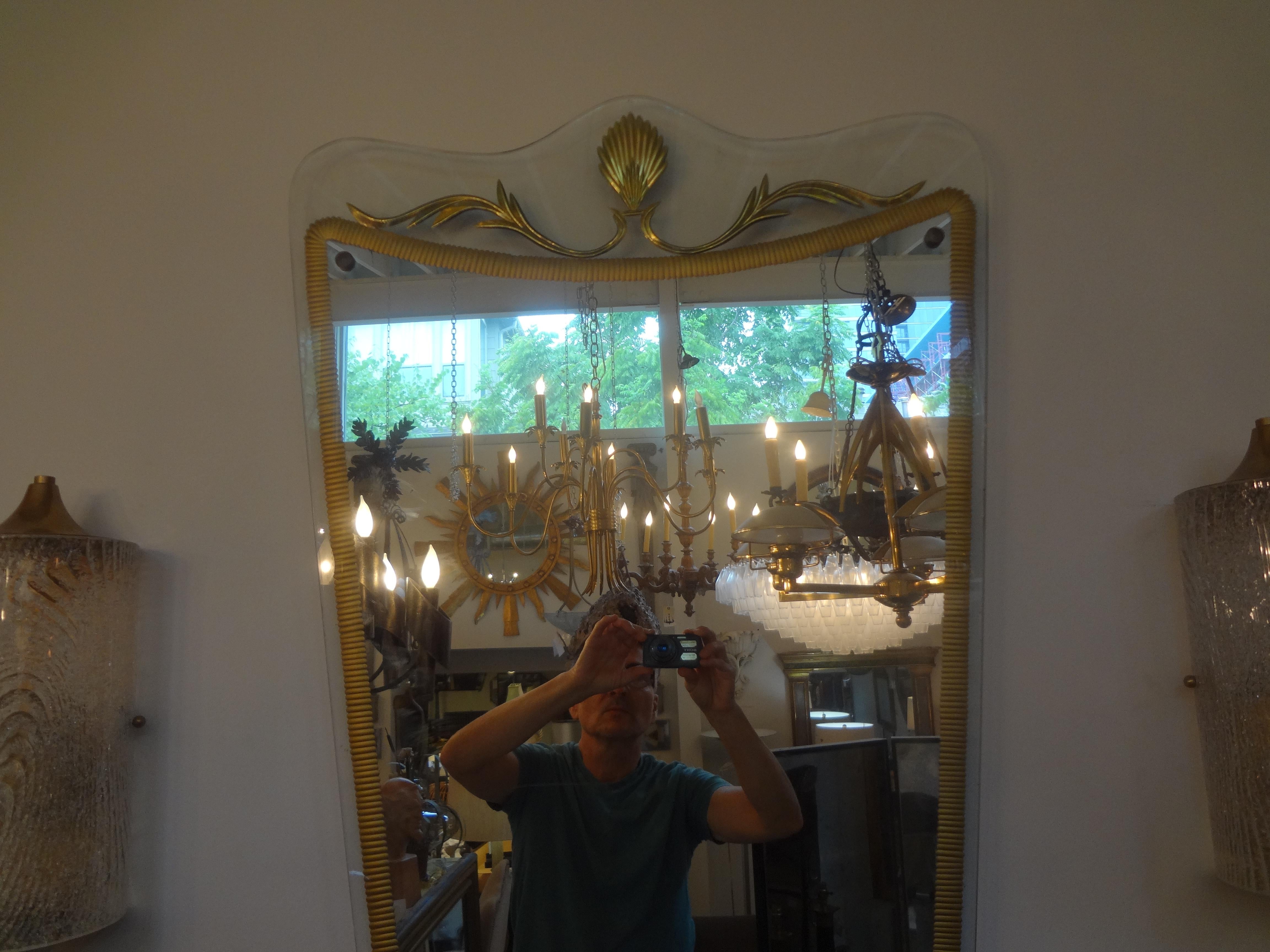 Italian Fontana Arte Style Midcentury Gilt Decorated Mirror 3