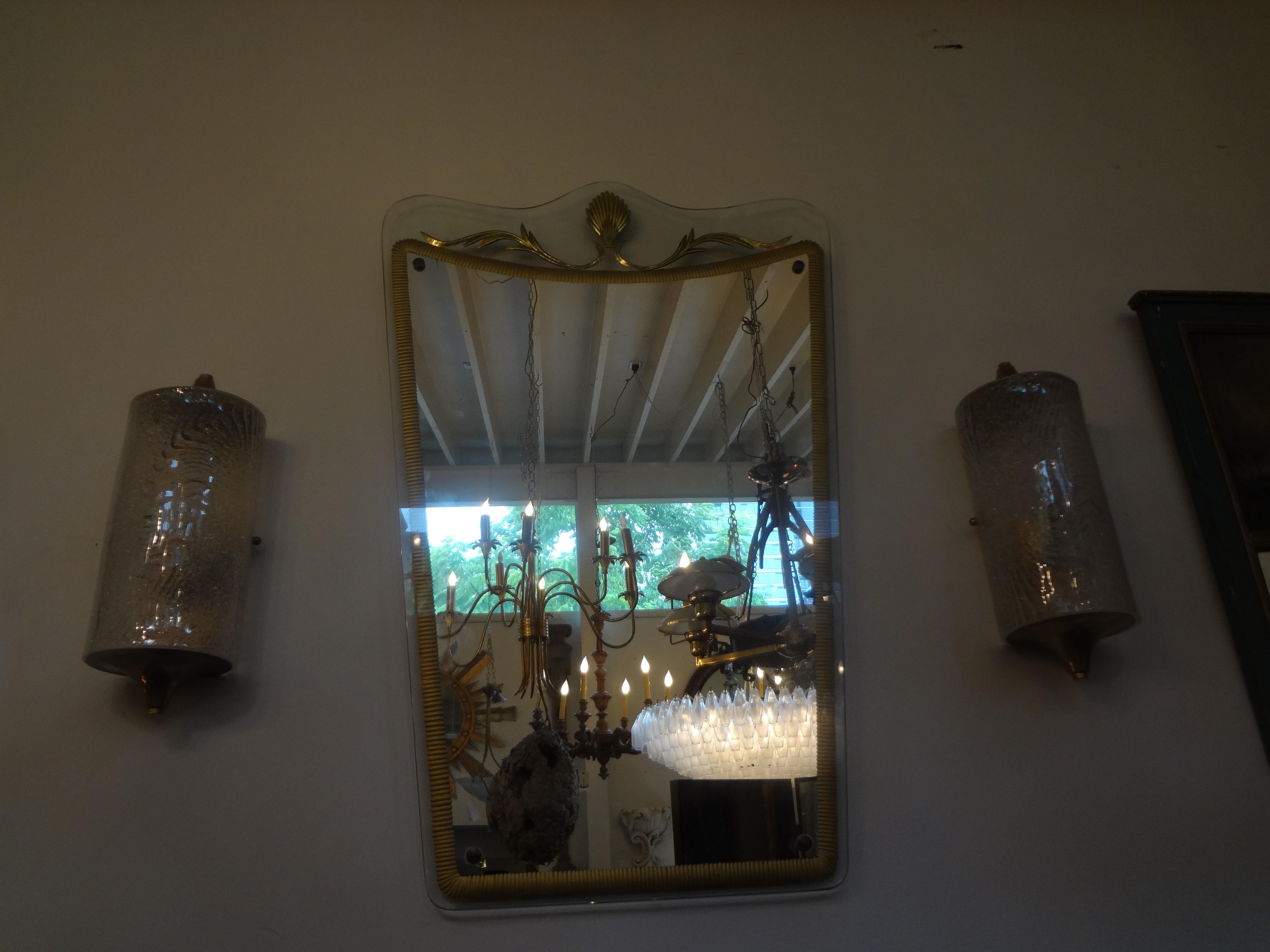 Italian Fontana Arte Style Midcentury Gilt Decorated Mirror 4