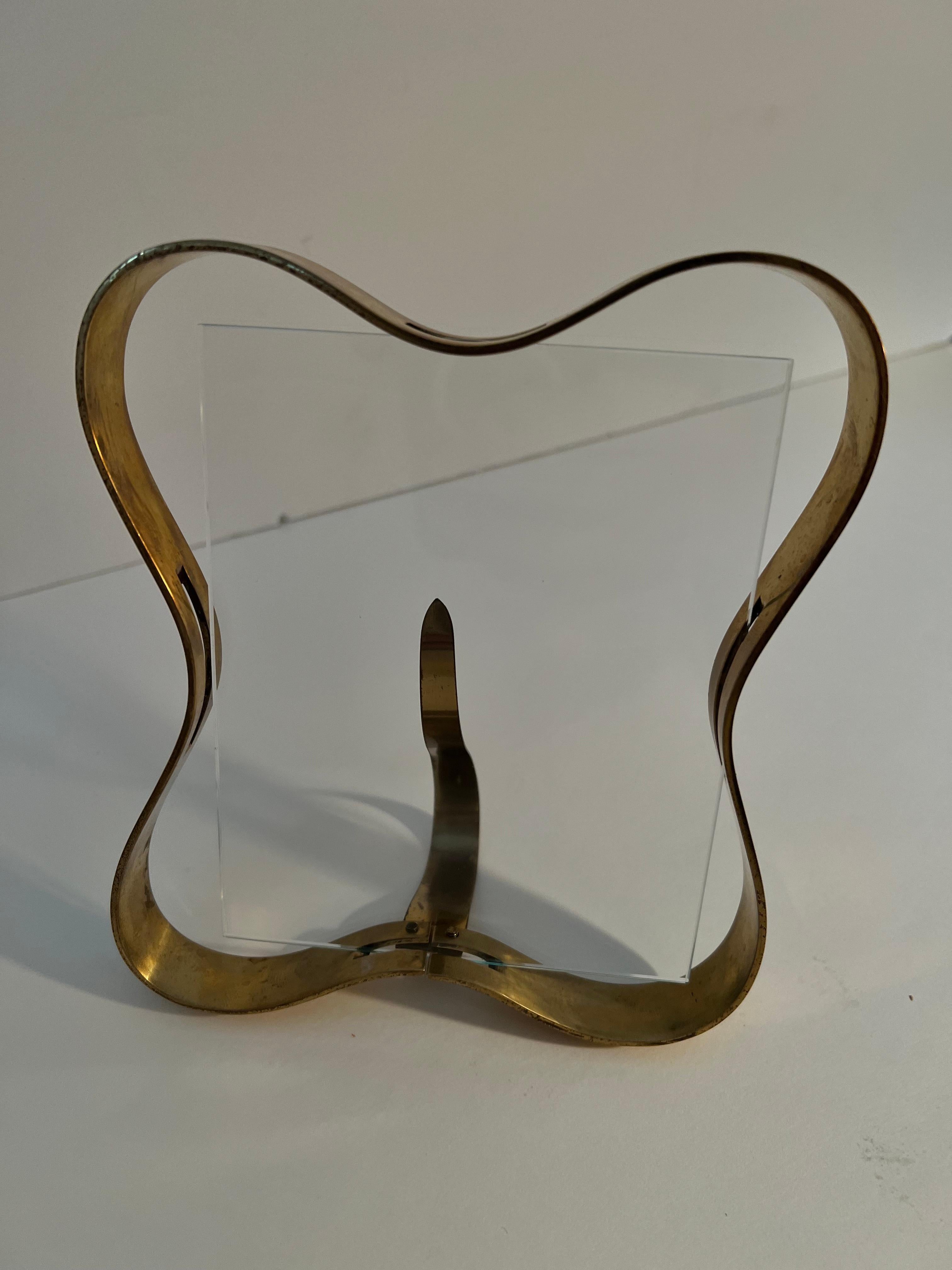 Italian Fontana Arte Brass and Glass Picture Frame For Sale 4