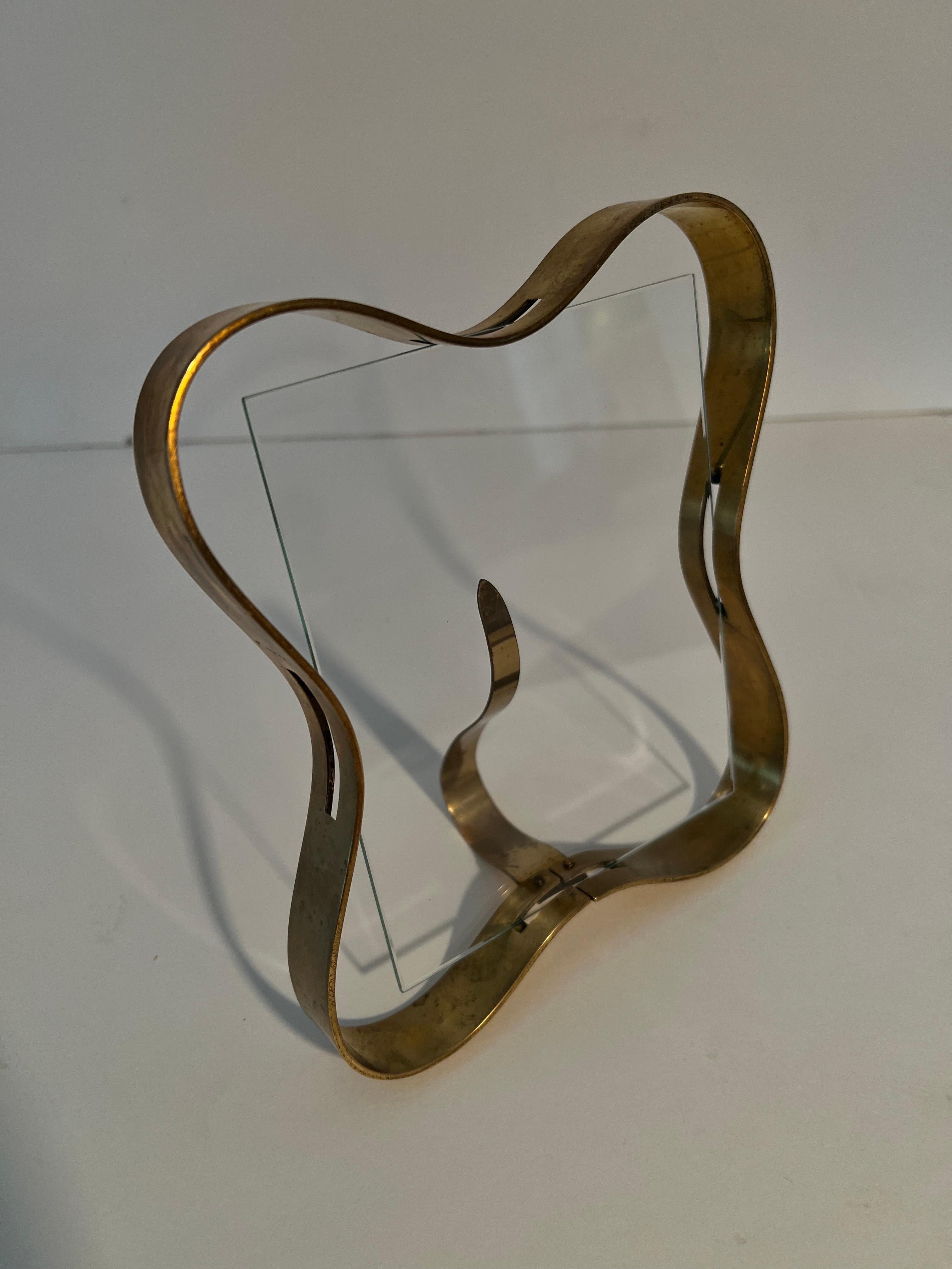 Italian Fontana Arte Brass and Glass Picture Frame For Sale 5