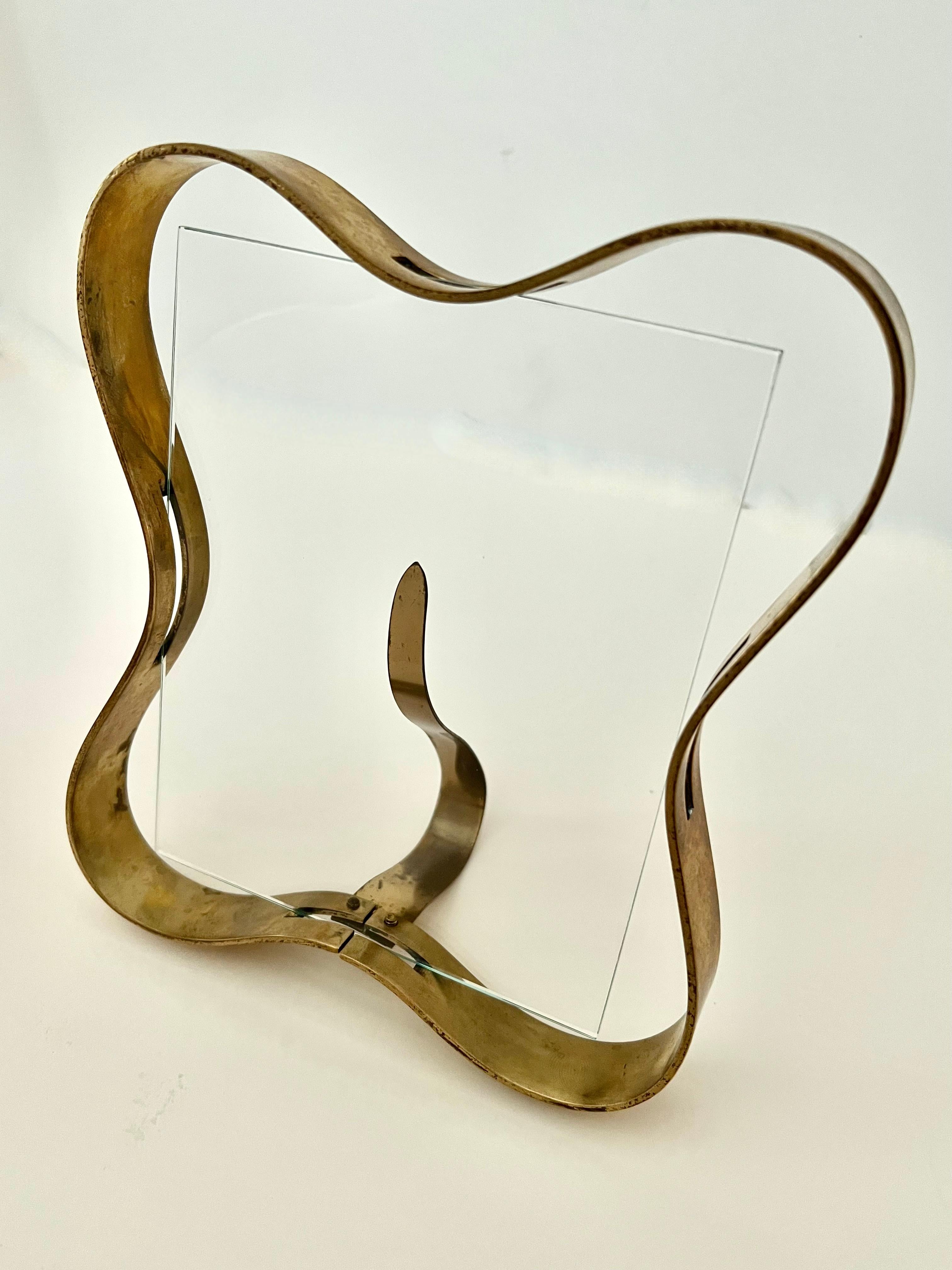 Mid-Century Modern Italian Fontana Arte Brass and Glass Picture Frame For Sale