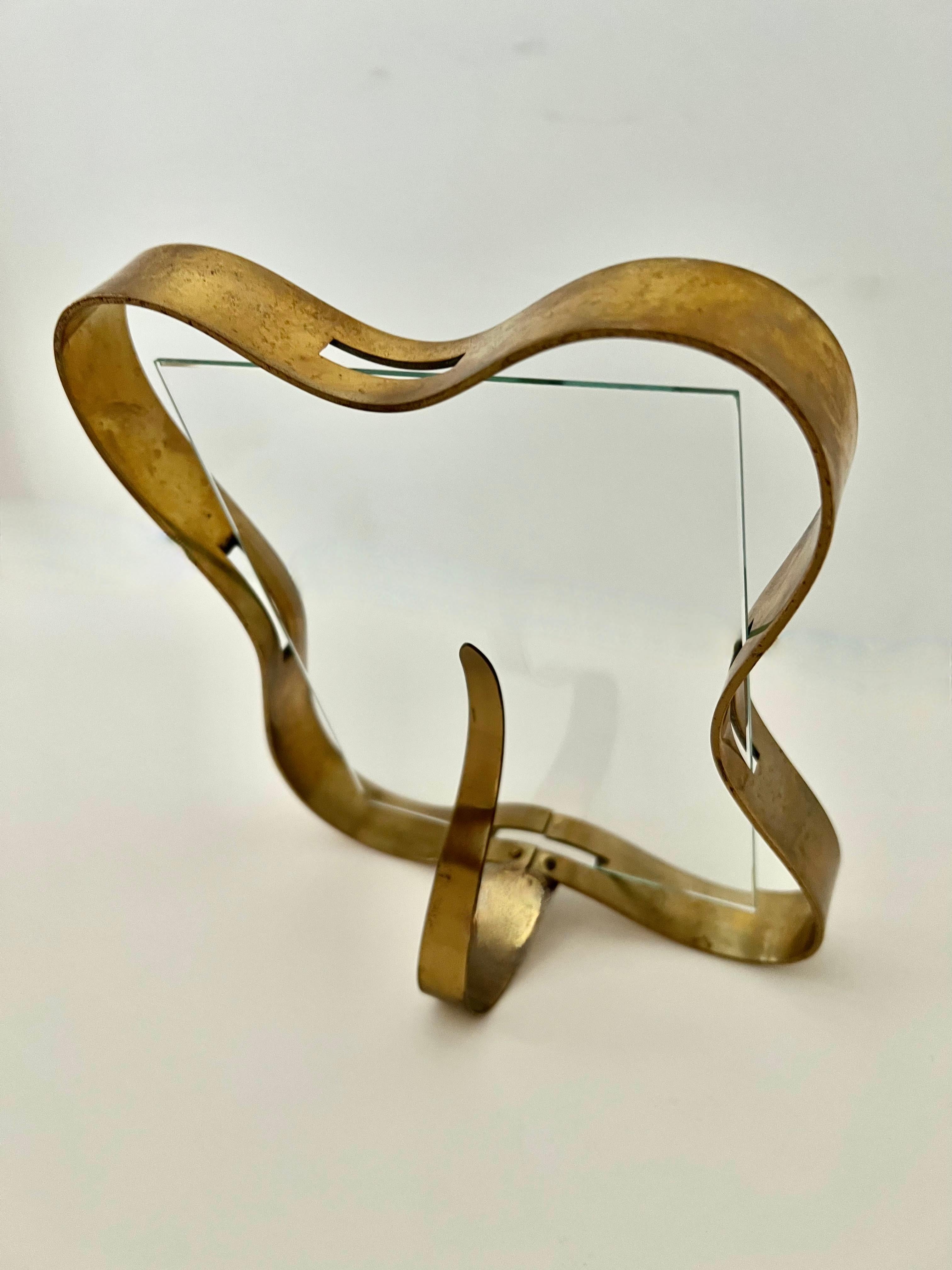 20th Century Italian Fontana Arte Brass and Glass Picture Frame For Sale