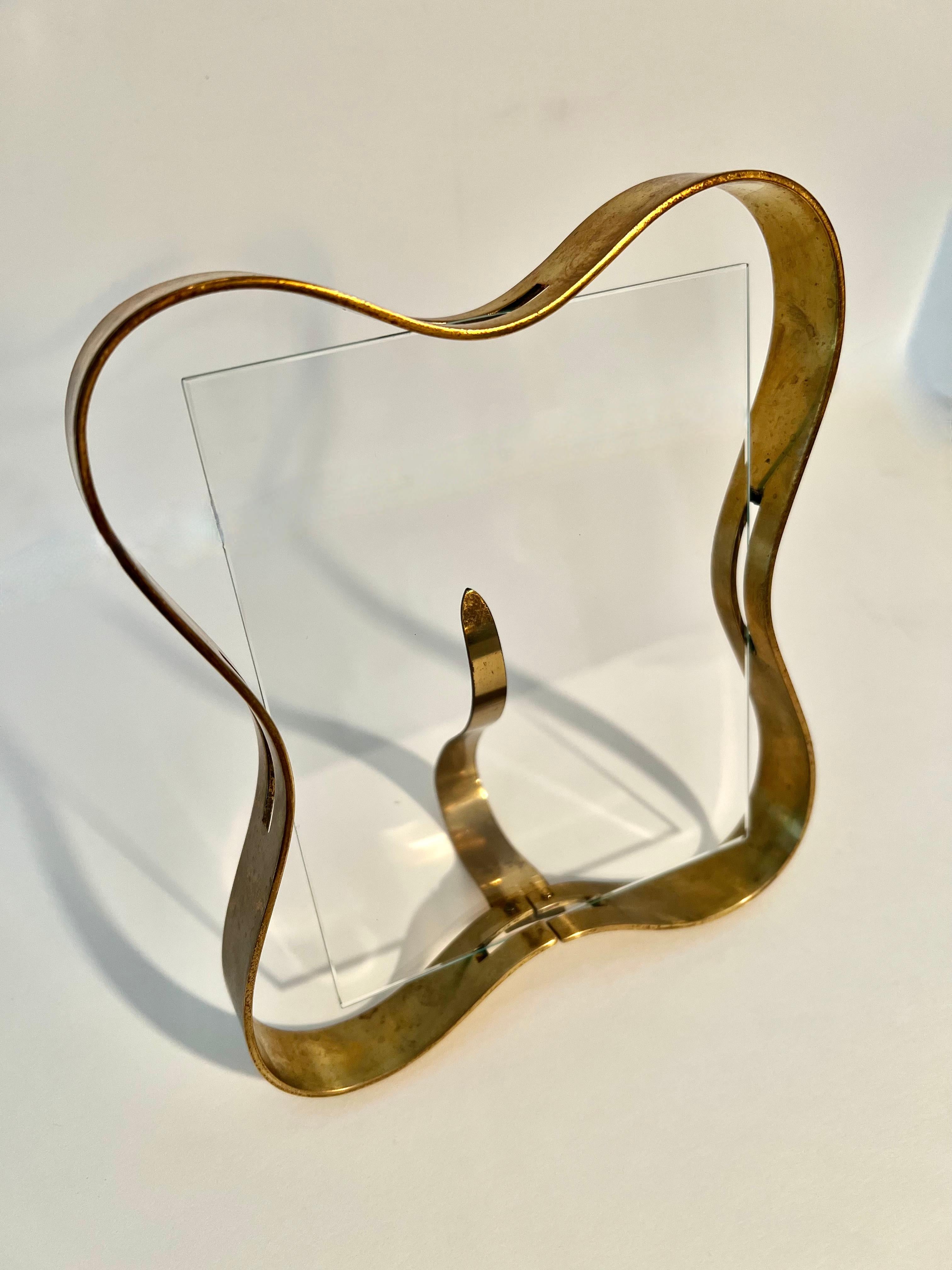 Italian Fontana Arte Brass and Glass Picture Frame For Sale 1