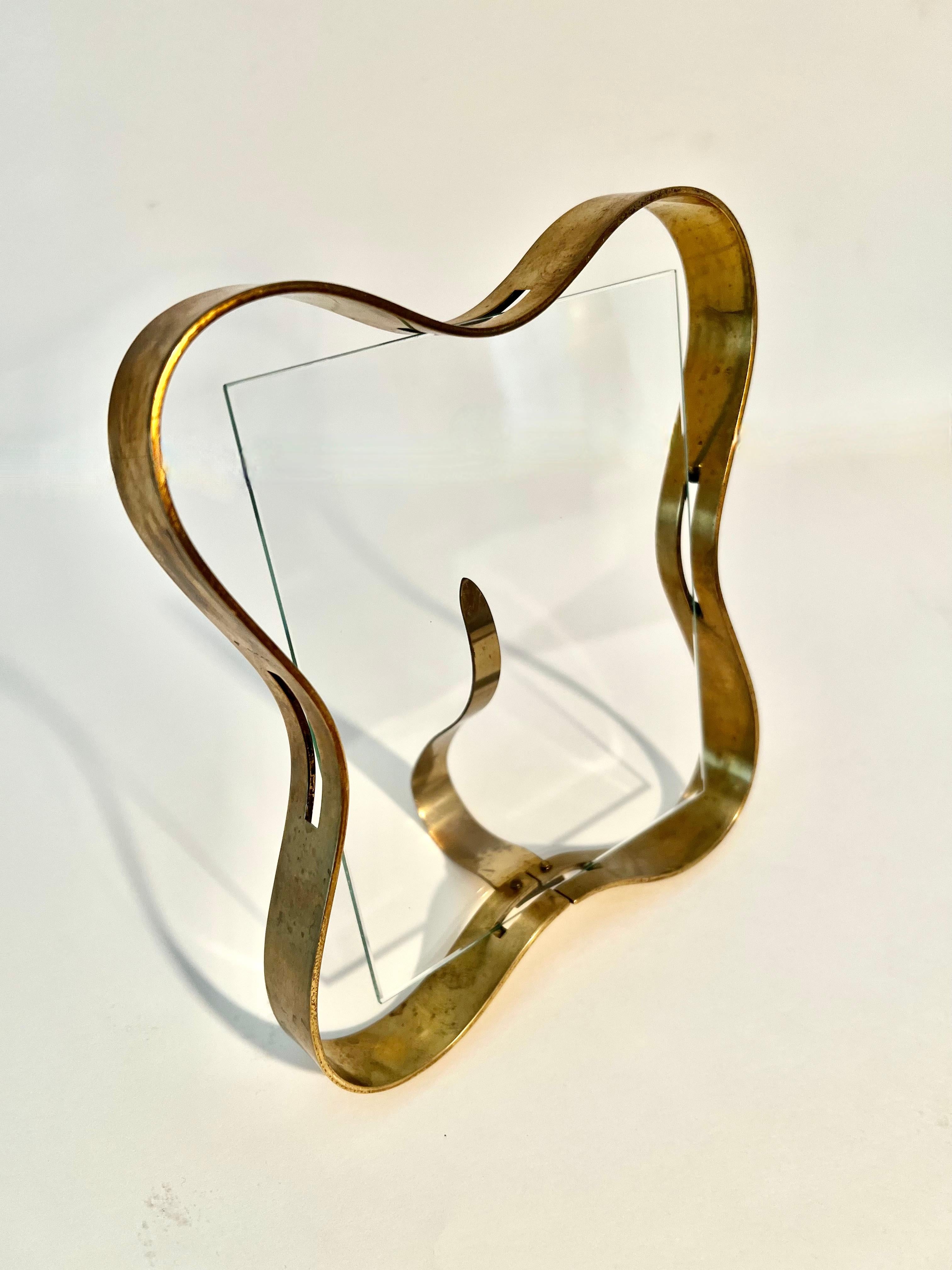 Italian Fontana Arte Brass and Glass Picture Frame For Sale 2