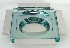 Italian Fontana Arte Glass and Stainless Steel Vide Poche Signed