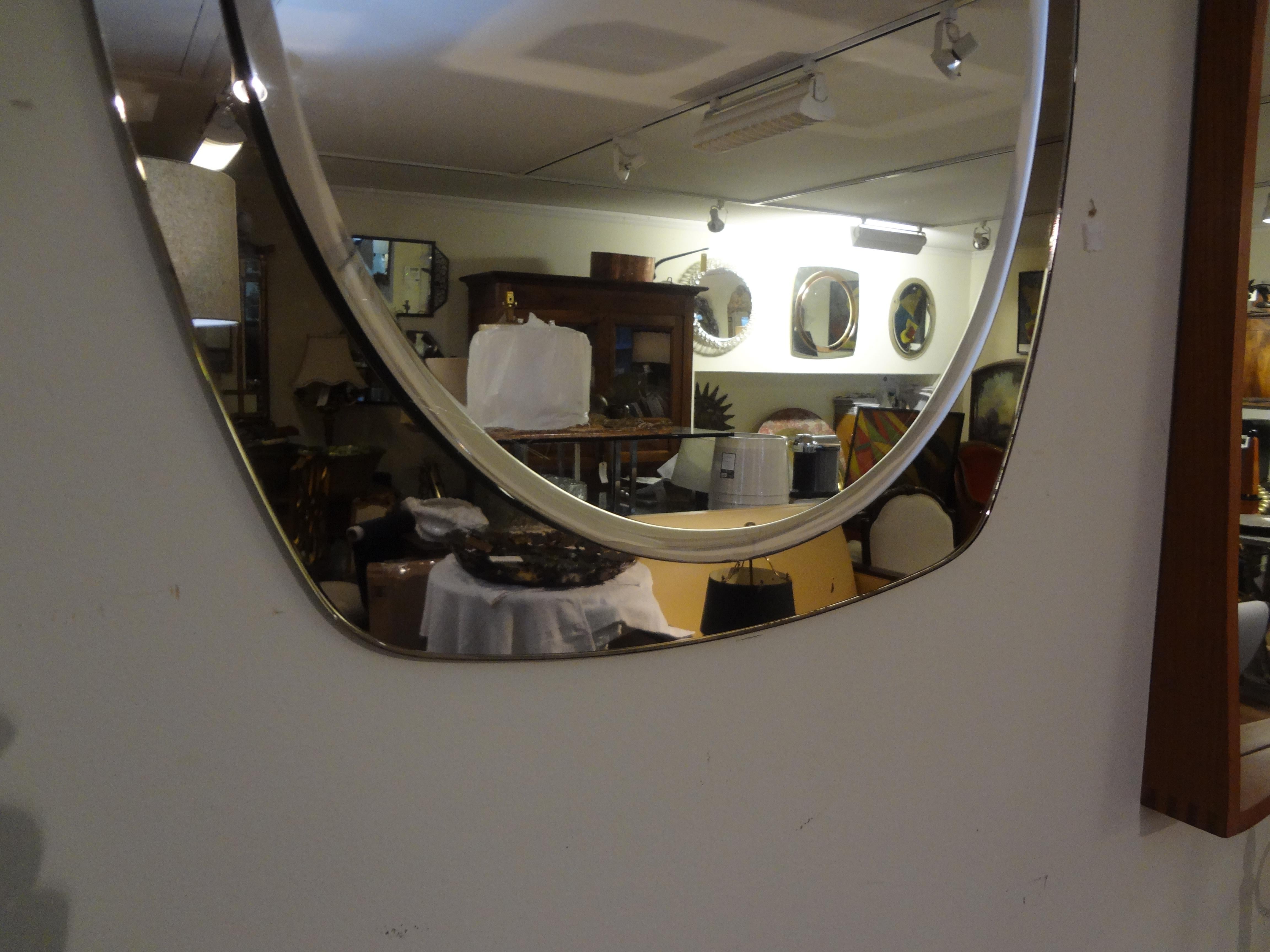 Mid-Century Modern Italian Fontana Arte Inspired Beveled Mirror