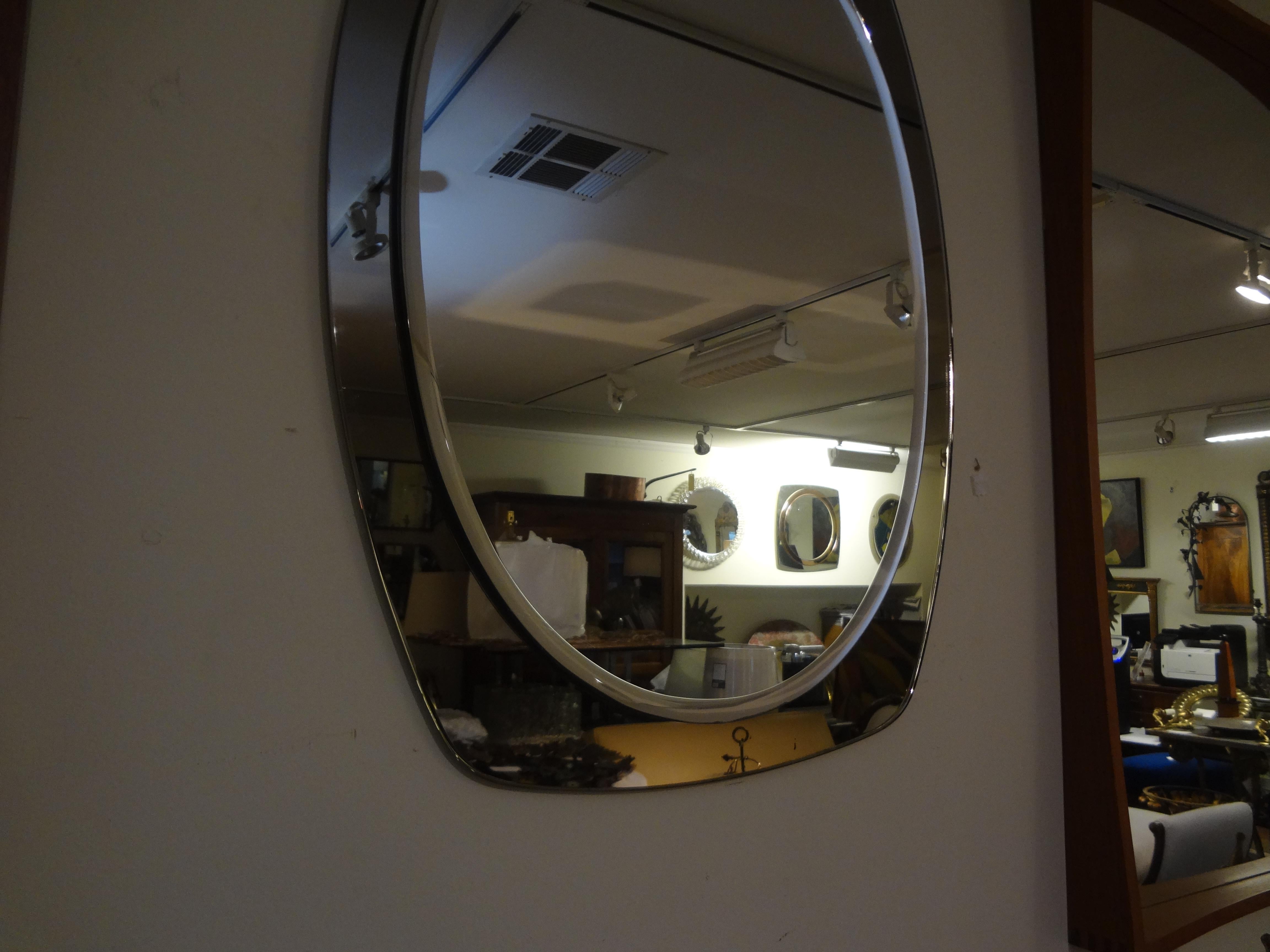 Italian Fontana Arte Inspired Beveled Mirror In Good Condition In Houston, TX
