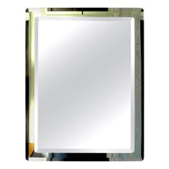 Italian Fontana Arte Inspired Beveled Mirror with Green Border