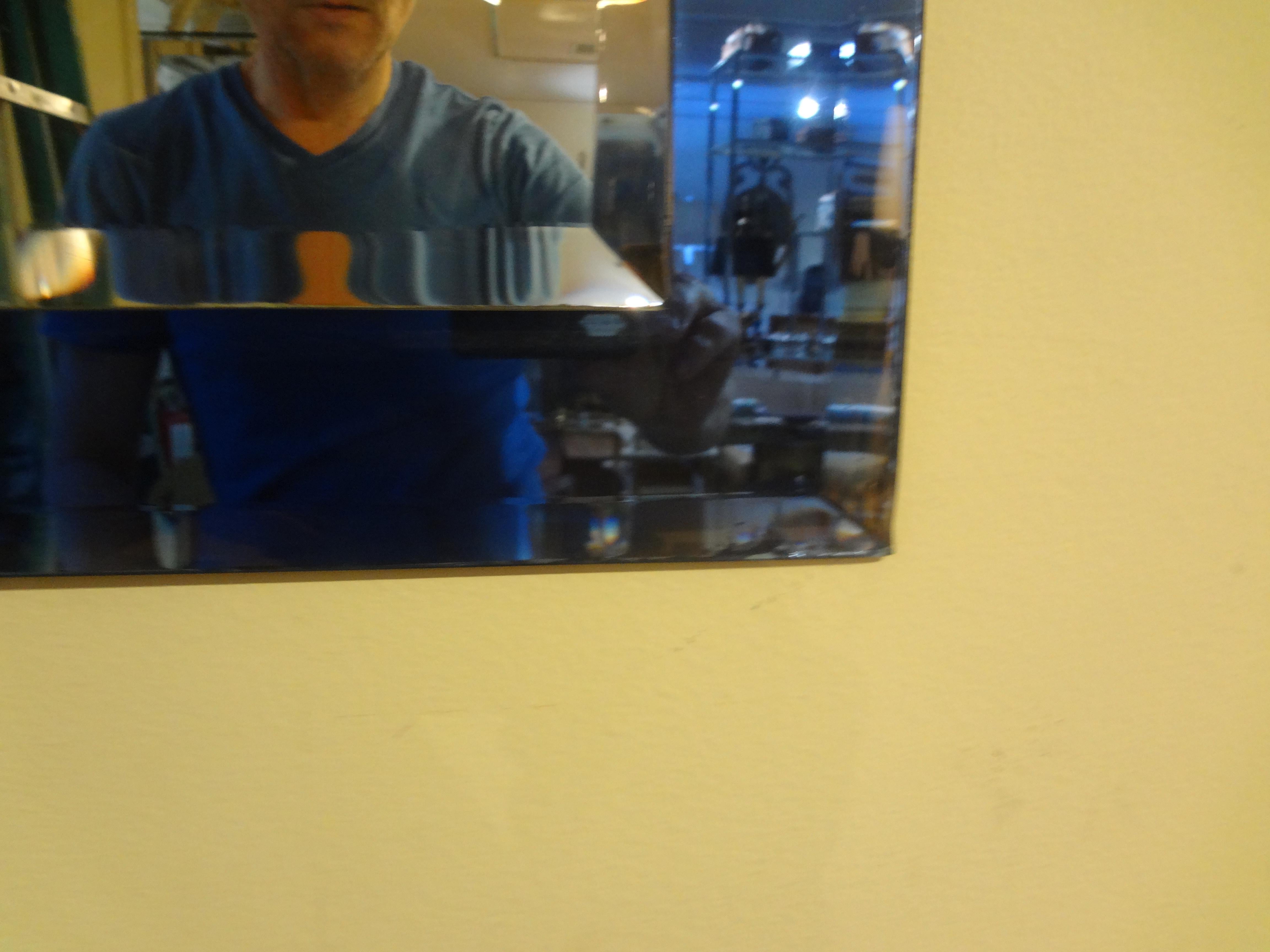 Miroir bleu italien inspiré de Fontana Arte Bon état - En vente à Houston, TX