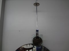 Italian Fontana Arte Inspired Chrome And Glass Pendant