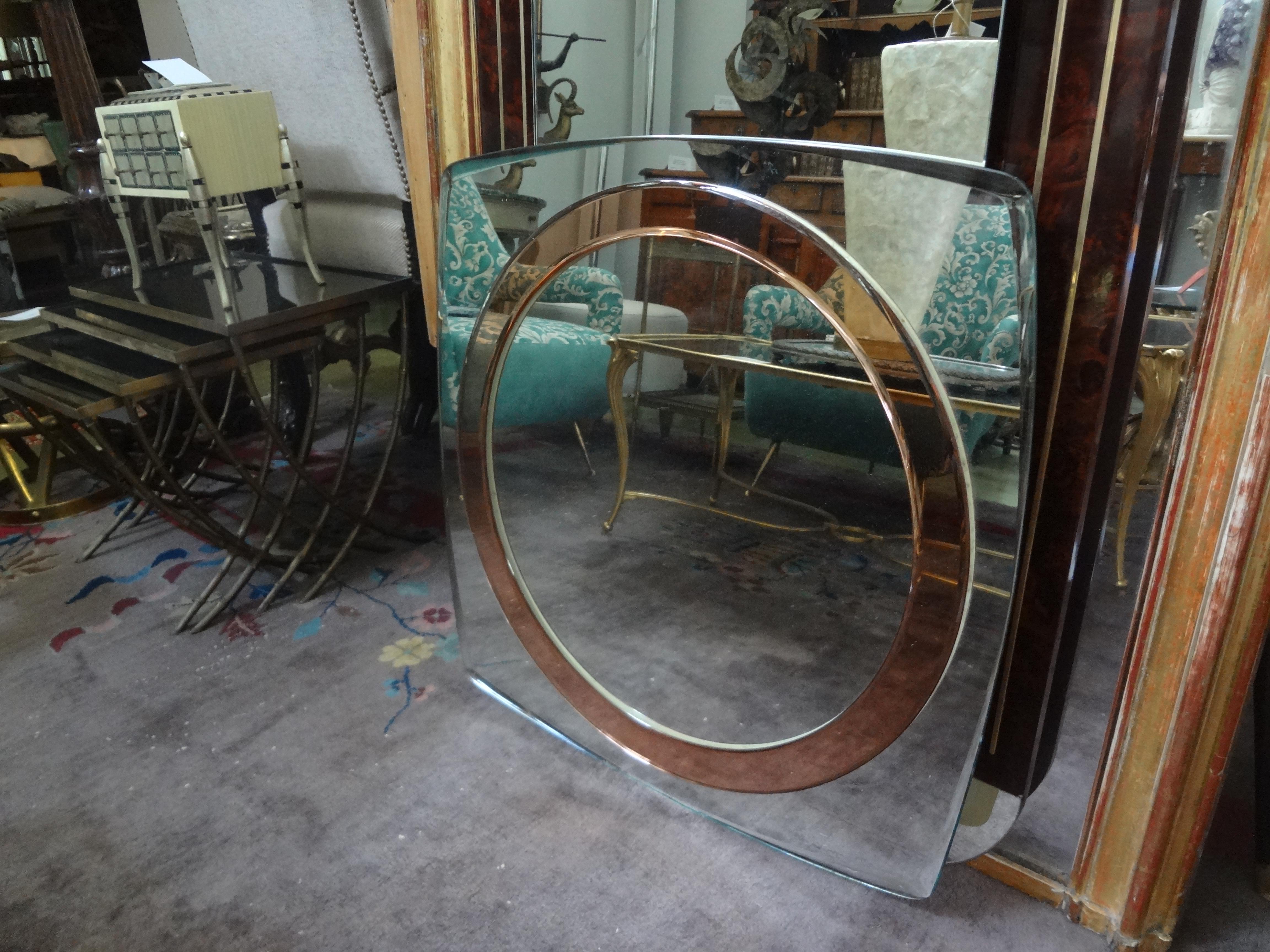 Italian Fontana Arte Inspired Square Beveled Mirror In Good Condition In Houston, TX