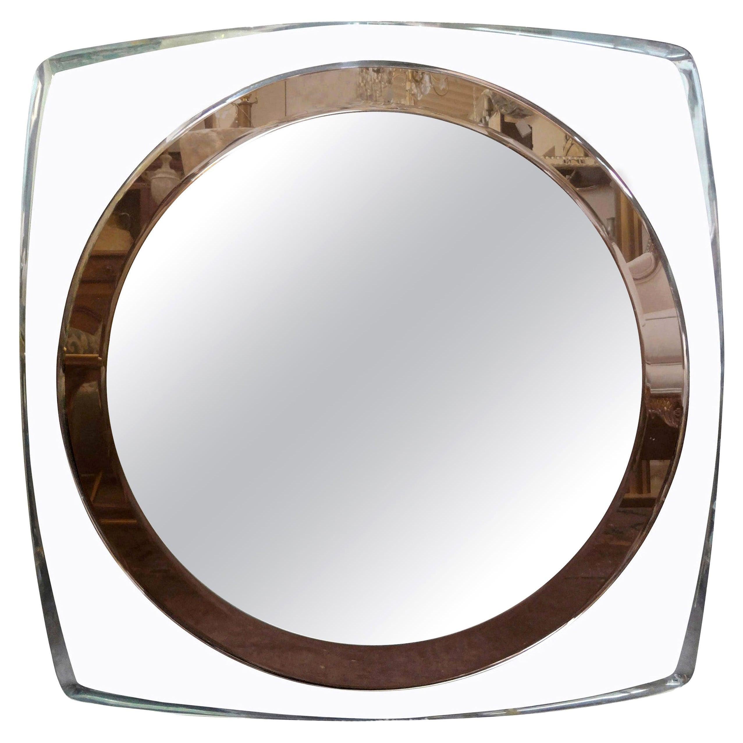Italian Fontana Arte Inspired Square Beveled Mirror