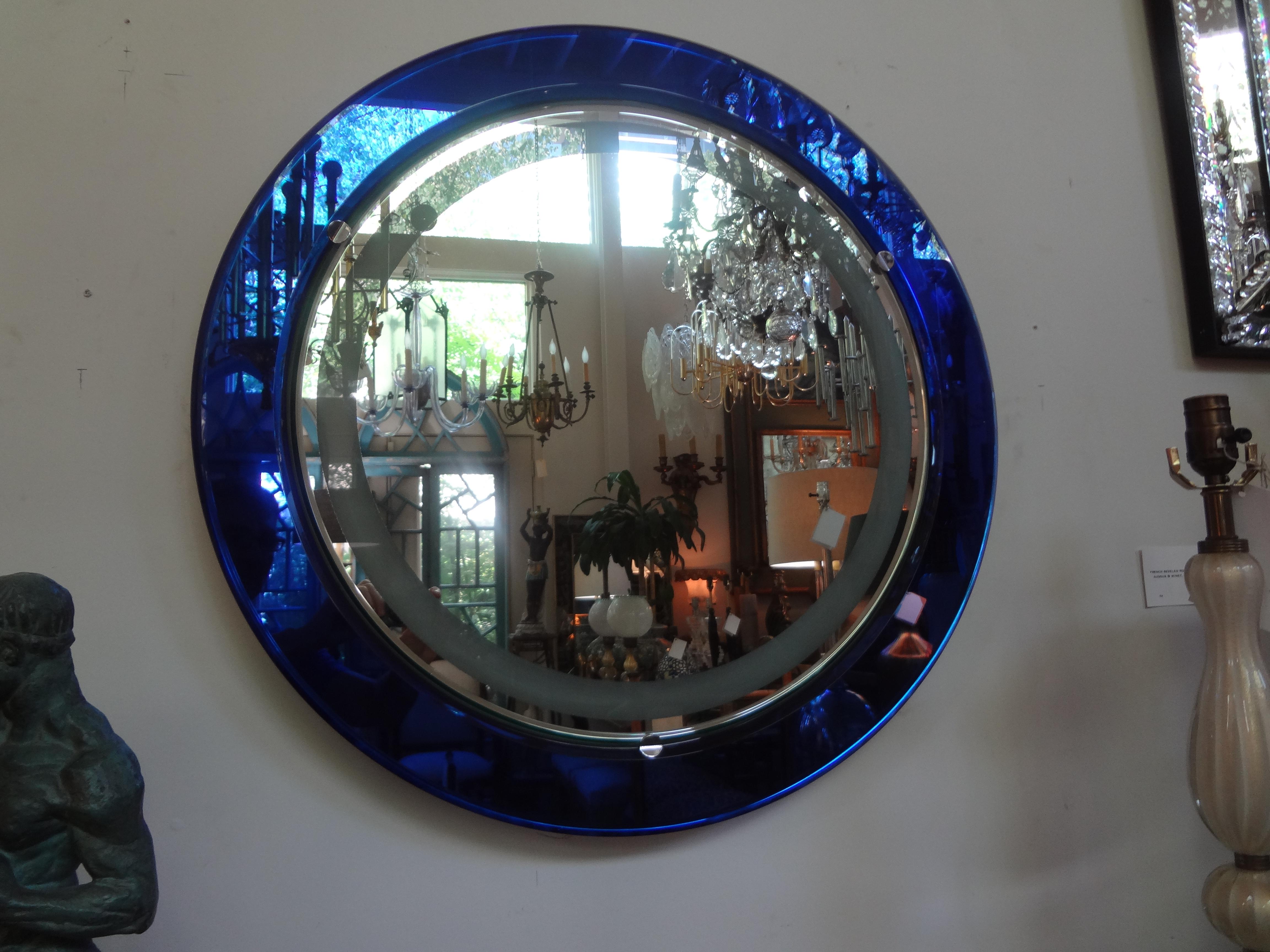 Italian Fontana Arte Style Cobalt Blue Backlit Mirror 1