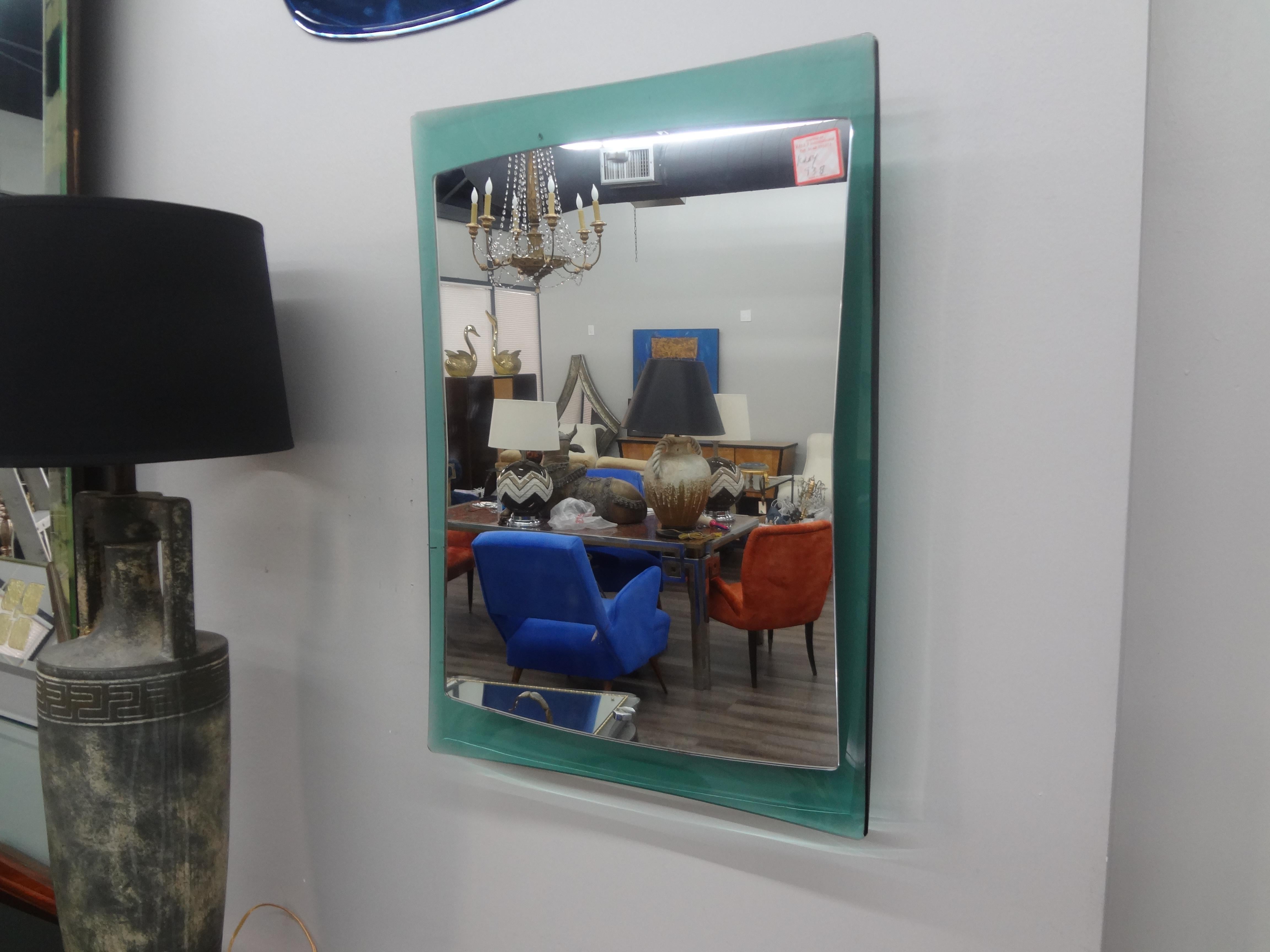 Mid-Century Modern Italian Fontana Arte Style Curved Glass Mirror For Sale