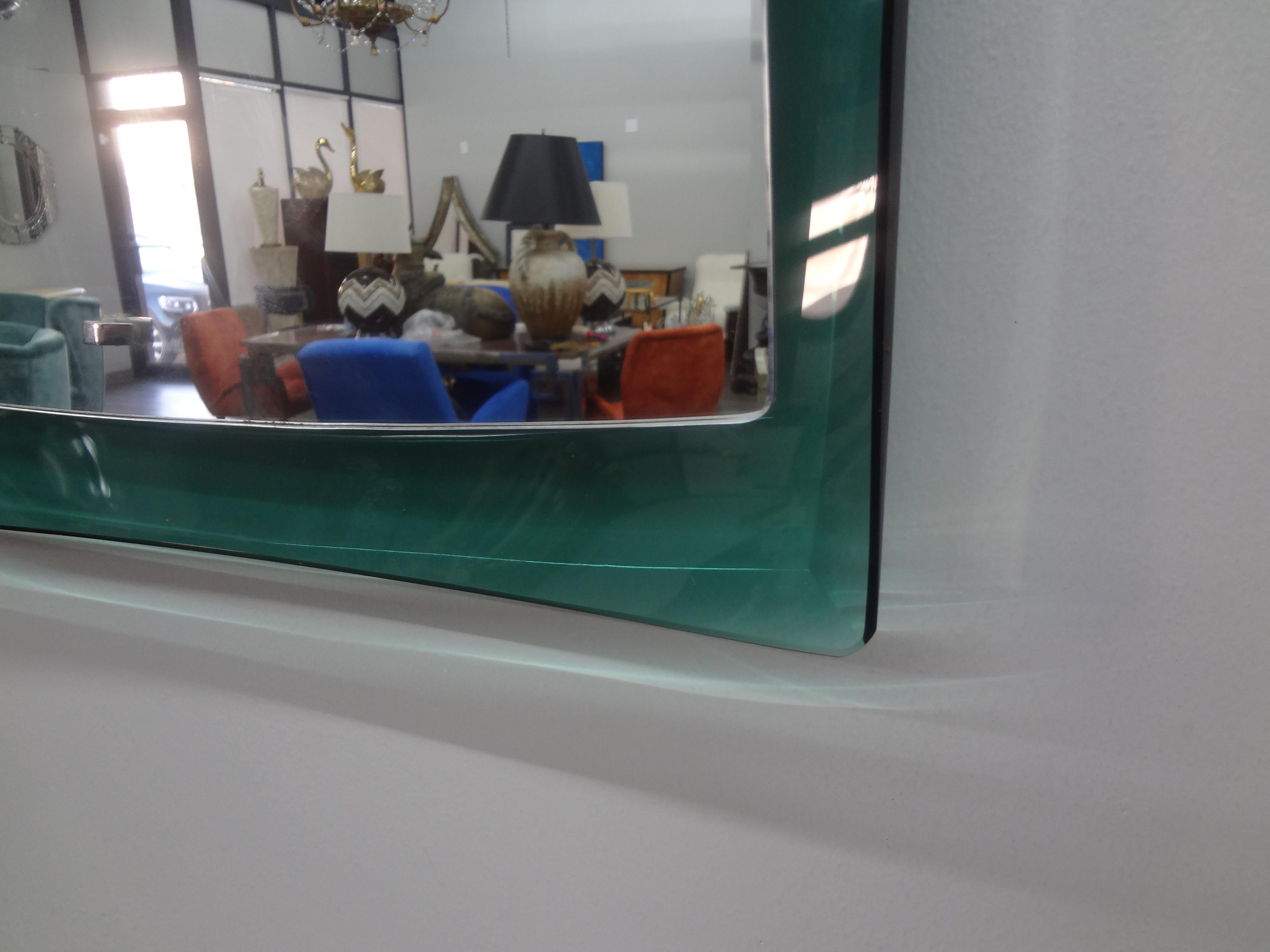 Italian Fontana Arte Style Curved Glass Mirror In Good Condition For Sale In Houston, TX