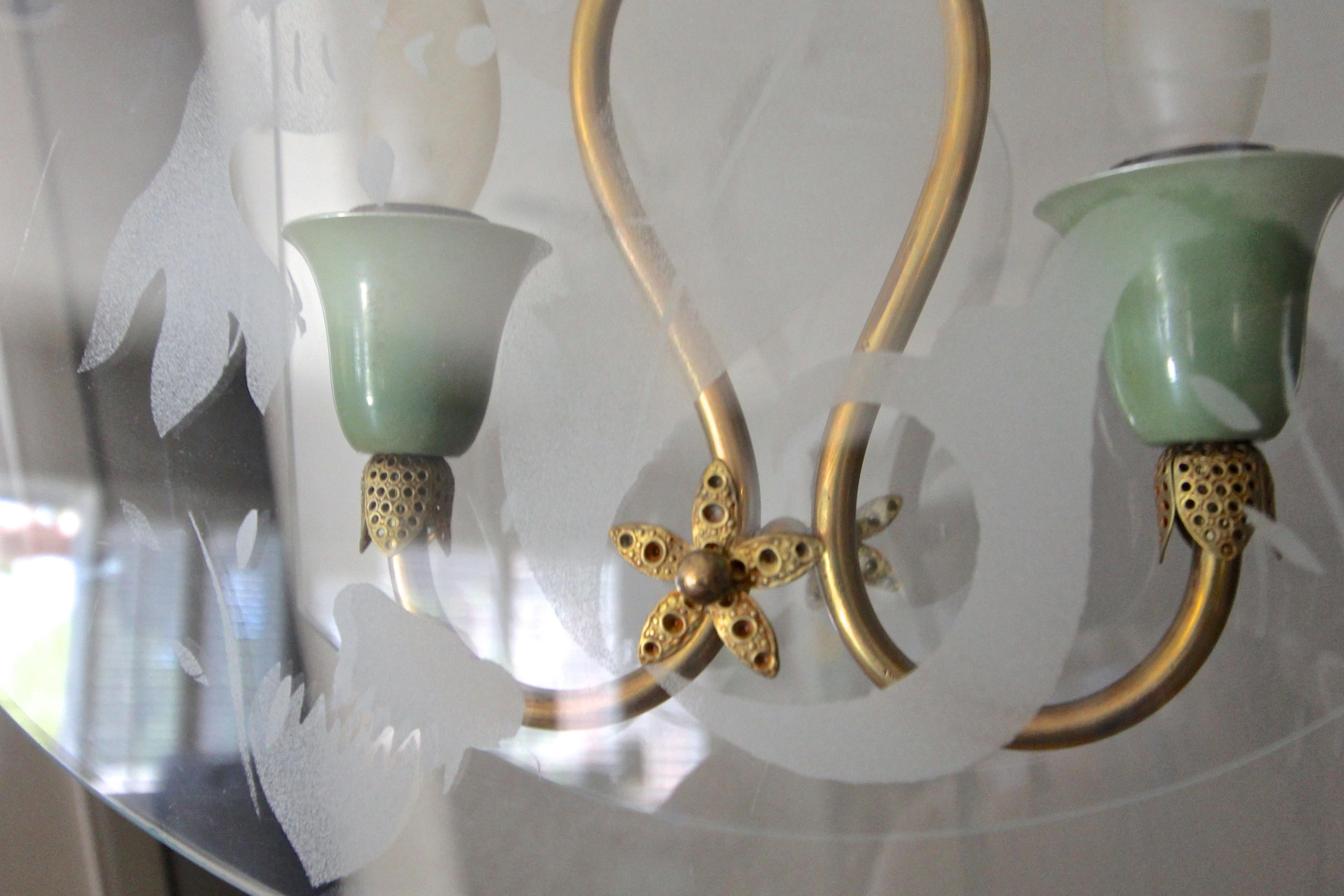 Italian Fontana Arte Style Etched Glass Mermaid Pendant Light 5